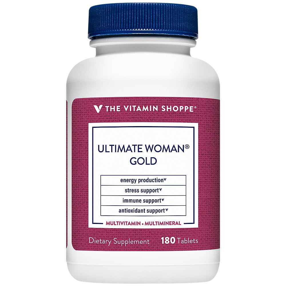 The Vitamin Shoppe Multivitamine Or Femme en bouteille, soutien potentiel pour l'énergie et la vitalité.