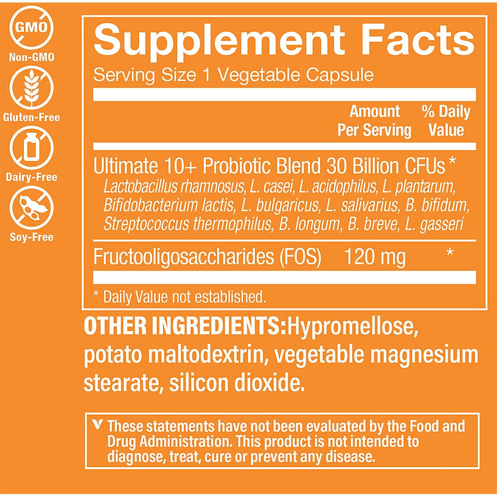 The Vitamin Shoppe Probiotiques, 10 souches, libération ciblée pour digestion stable.