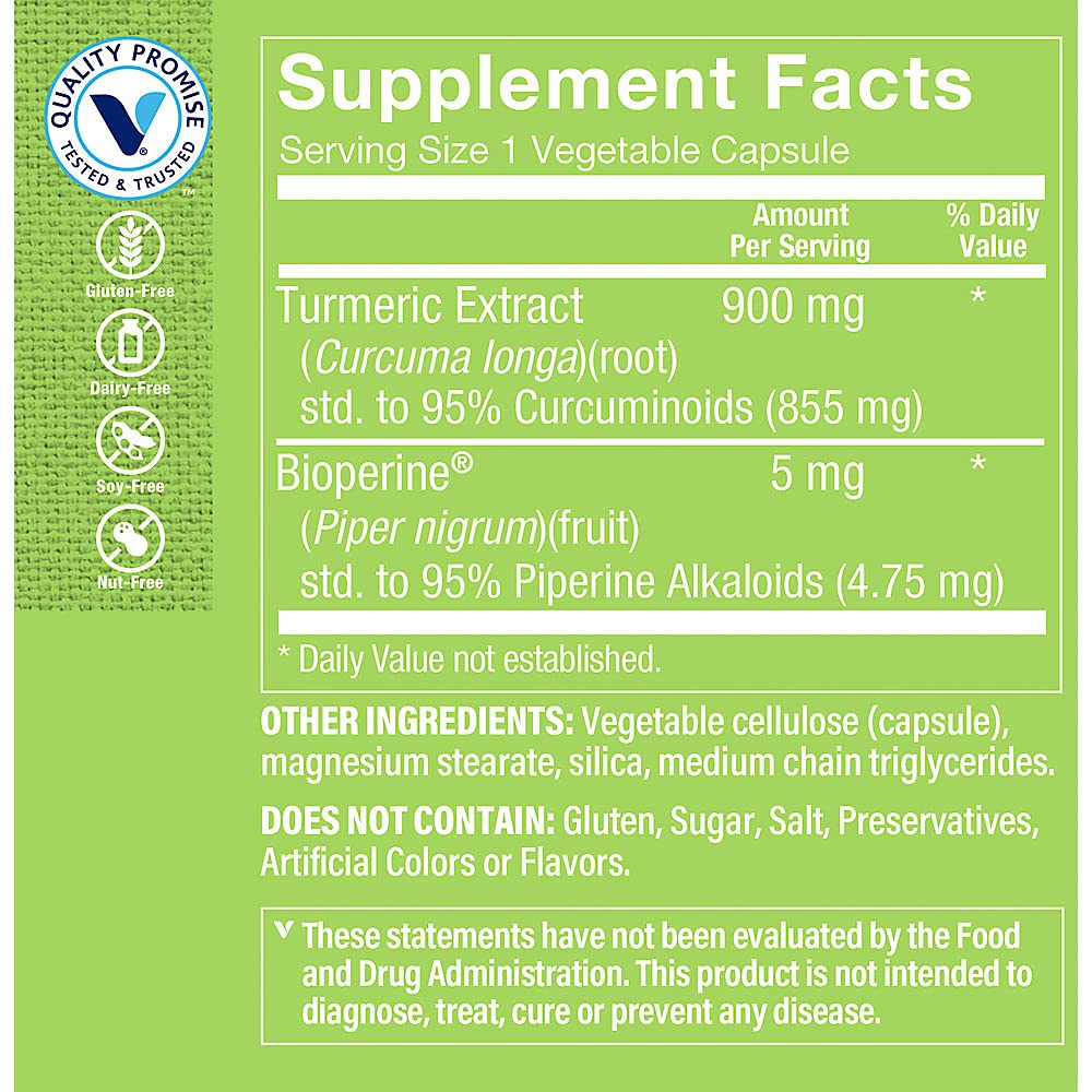 The Vitamin Shoppe Turmeric Curcumin 900MG – capsules visibles pour un éventuel soutien antioxydant