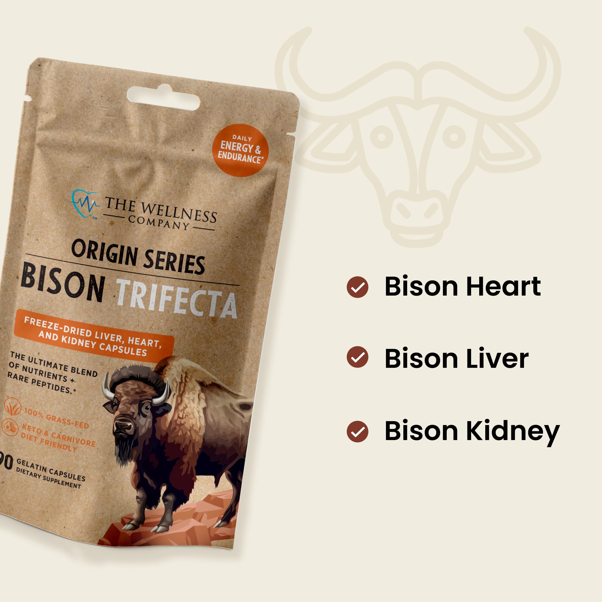 The Wellness Company Bison Trifecta – ingrédients naturels soutenant la peau et les articulations.