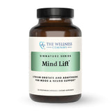 The Wellness Company Mind Lift — bouteille et capsules, support possible pour l'humeur et la concentration.