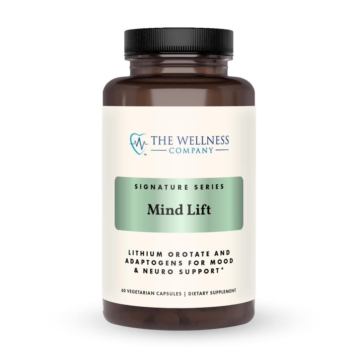 Mind Lift The Wellness Company — bouteille de gélules, soutien potentiel à l'humeur et à la clarté.