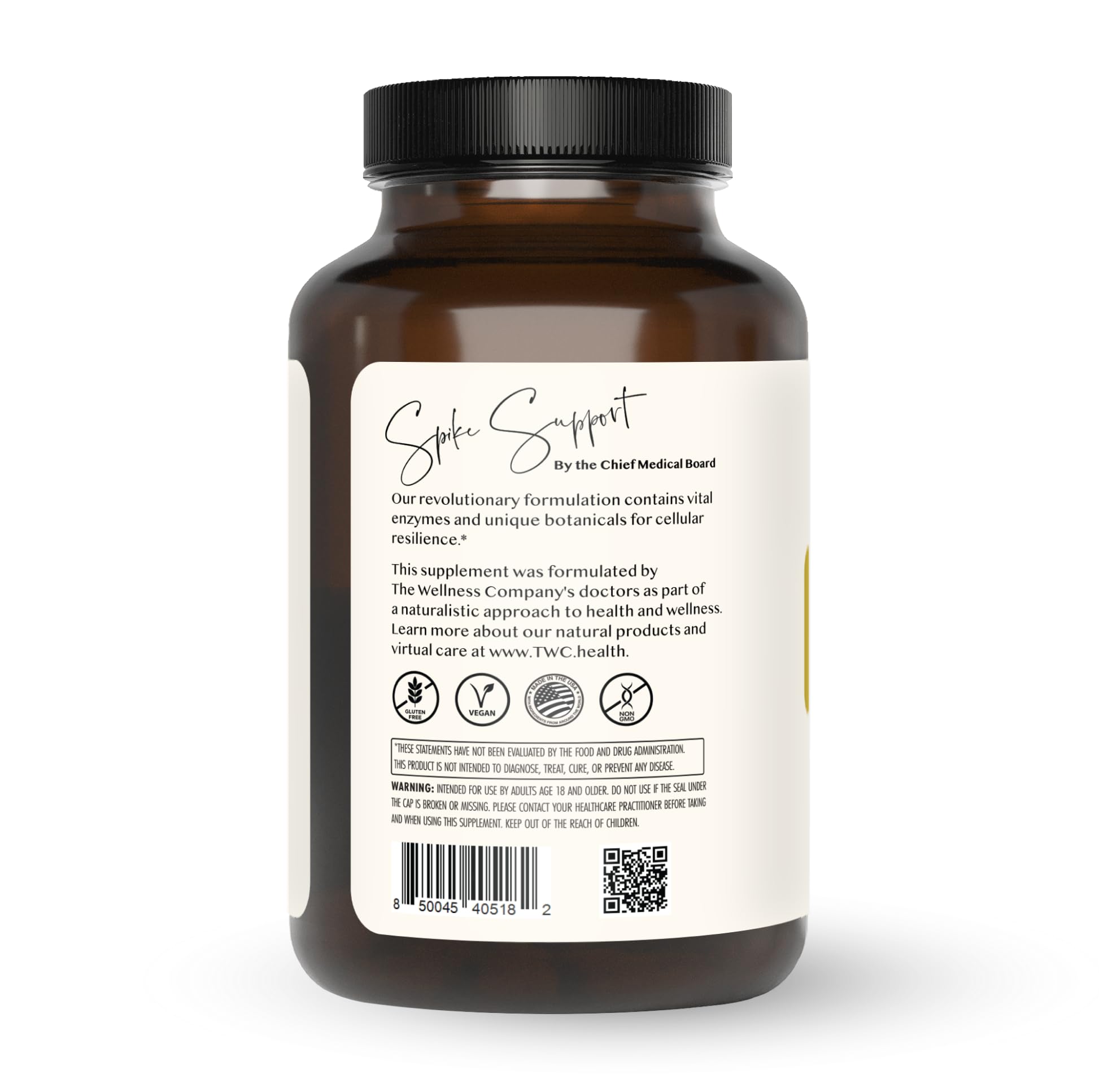 The Wellness Company Spike Support gélules détail — efficacité potentielle et confort d'utilisation.