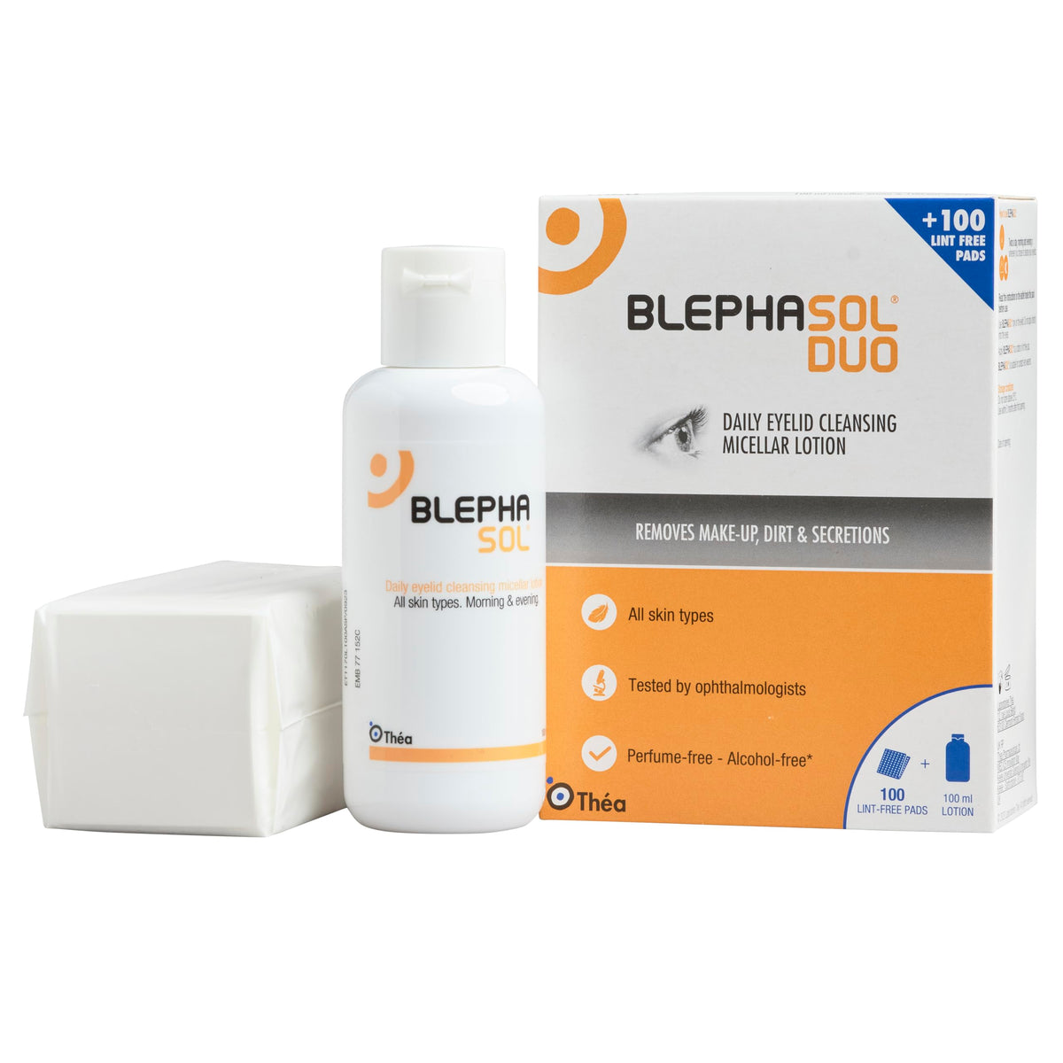 Blephasol Duo — bouteille 100 ml prête à l’emploi pour le nettoyage quotidien des paupières.