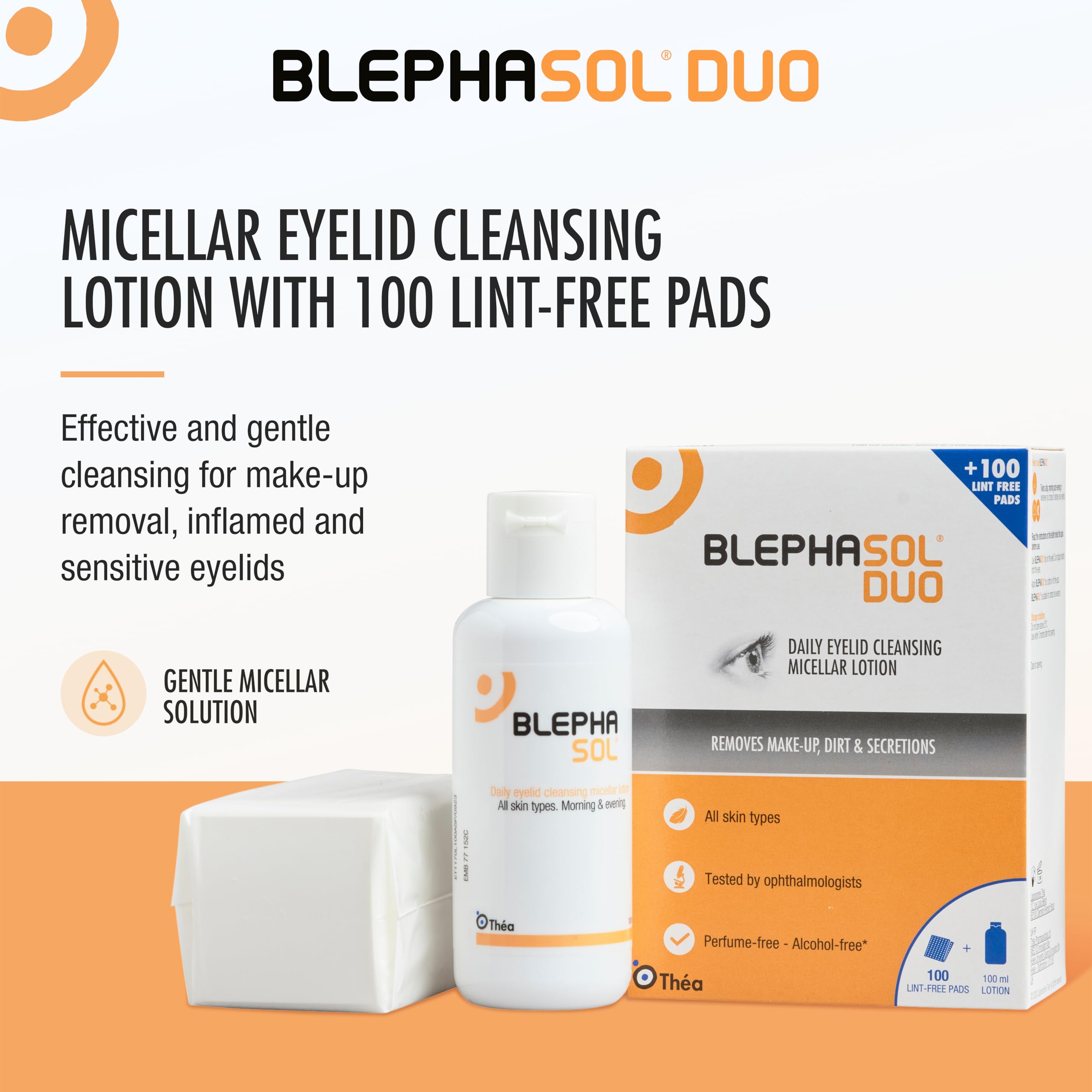 Blephasol Duo — cotons 100 inclus pour faciliter l’hygiène oculaire.