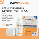 Blephasol Duo — cotons 100 inclus pour faciliter l’hygiène oculaire.