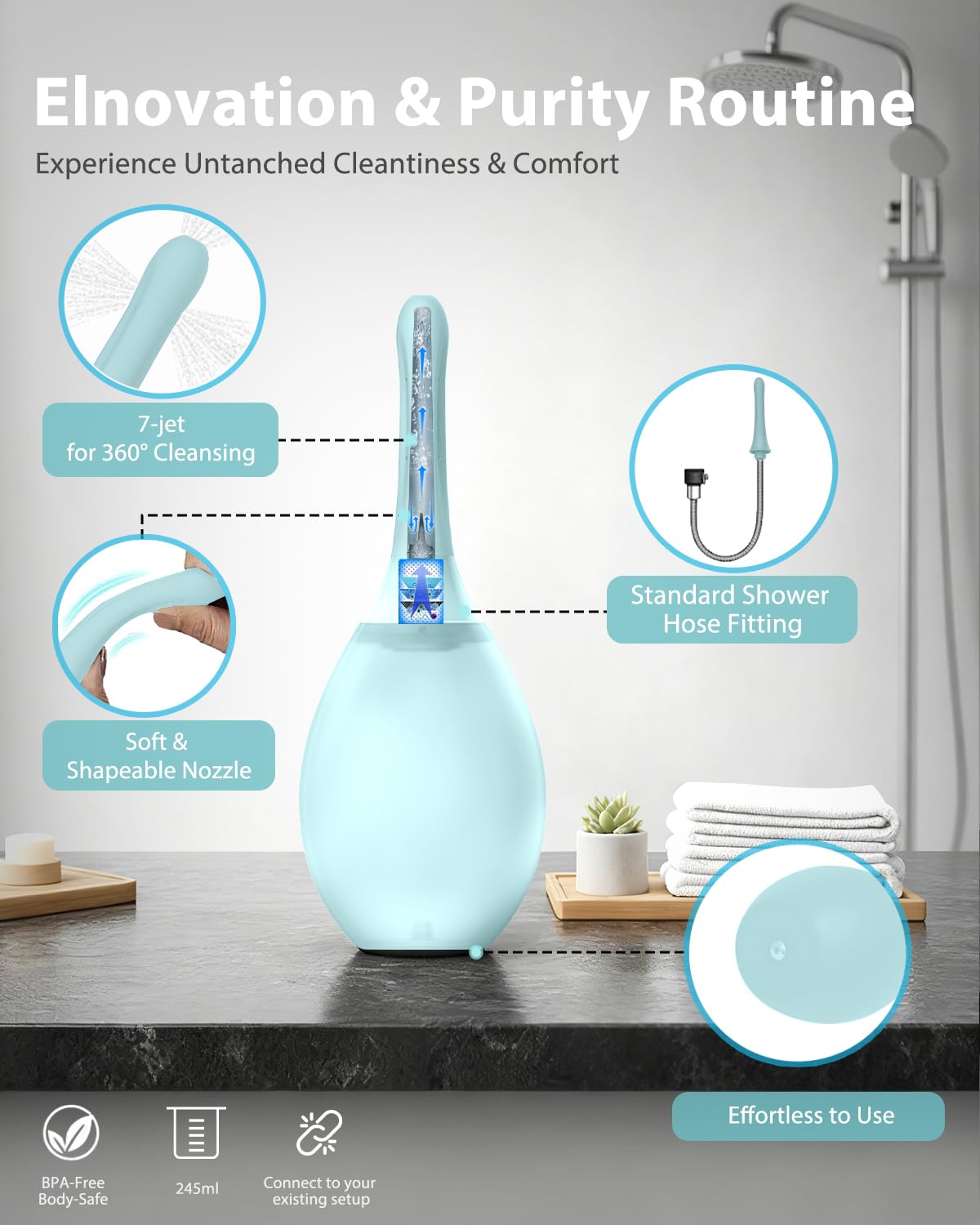 Buse avec 7 trous assure une distribution homogène pour un rinçage confortable