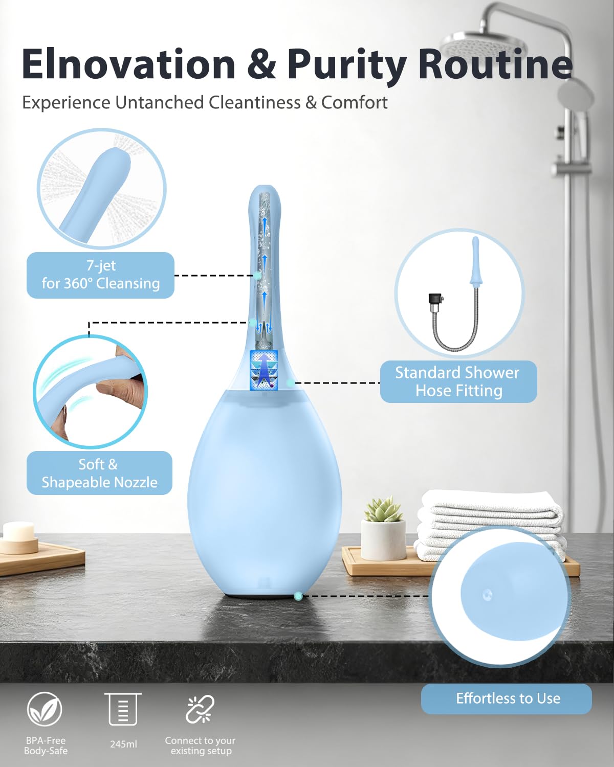 TheClover Douche Anal: vanne anti-retour intégrée pour un flux maîtrisé.