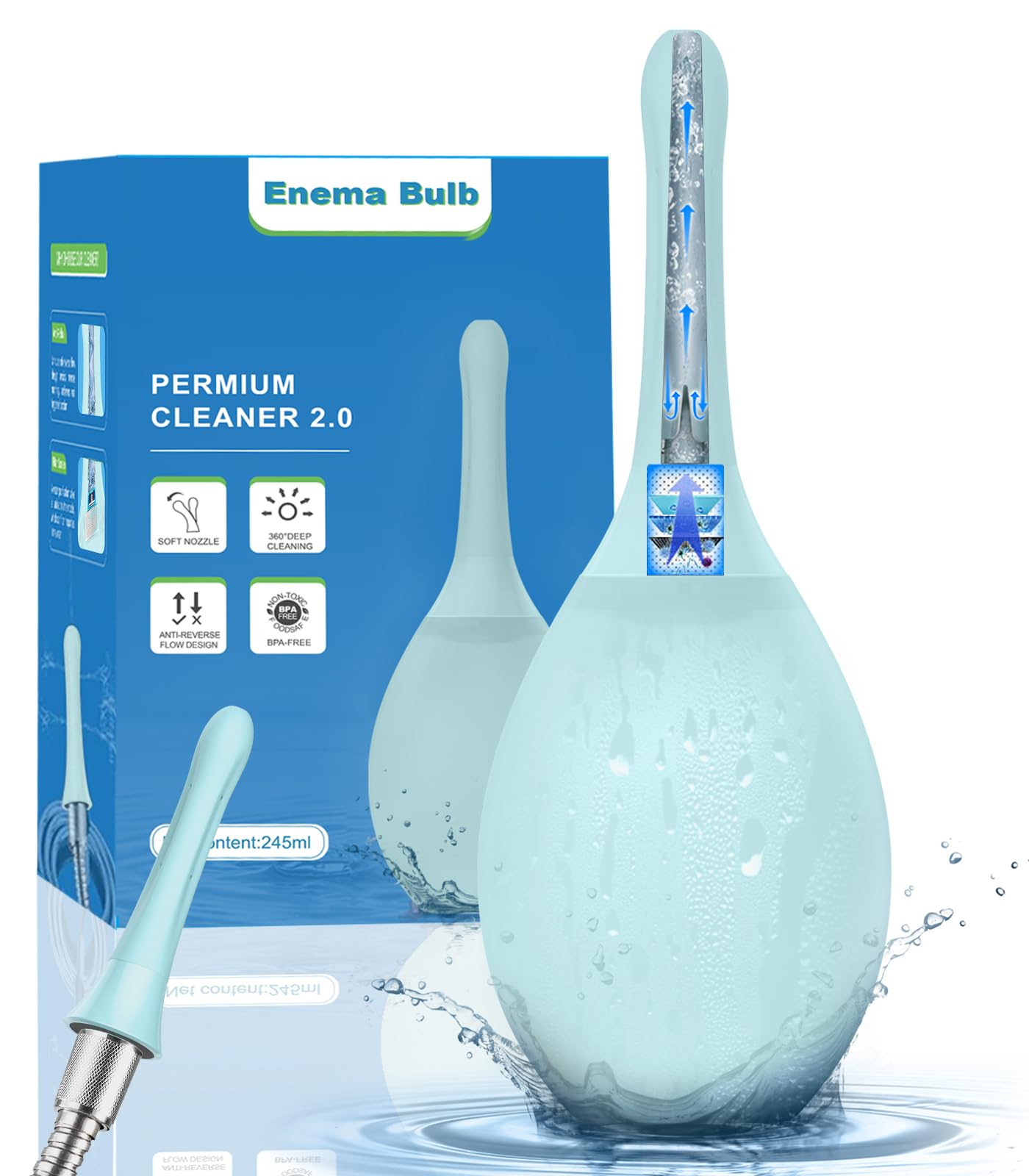TheClover Enemas anal douche-bouteille, pratique pour l'hygiène personnelle à domicile