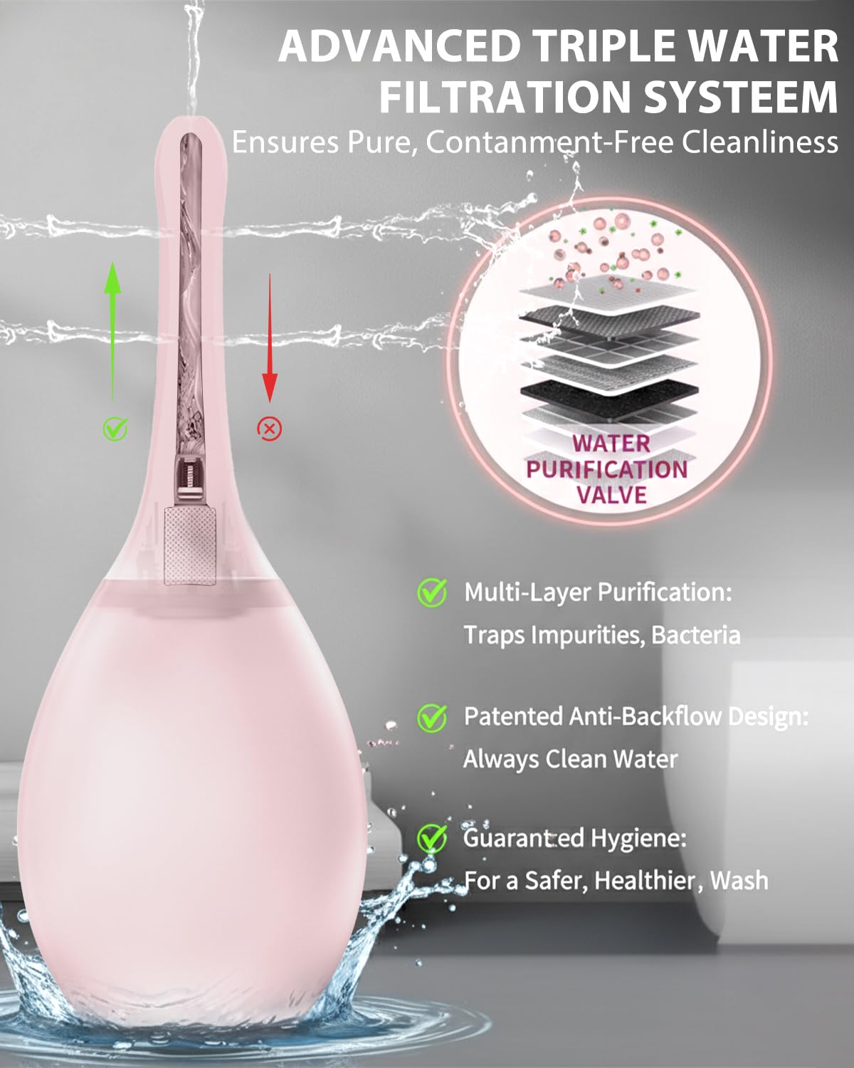 TheClover filtre intégré: purification qui soutient une propreté pendant le rinçage.
