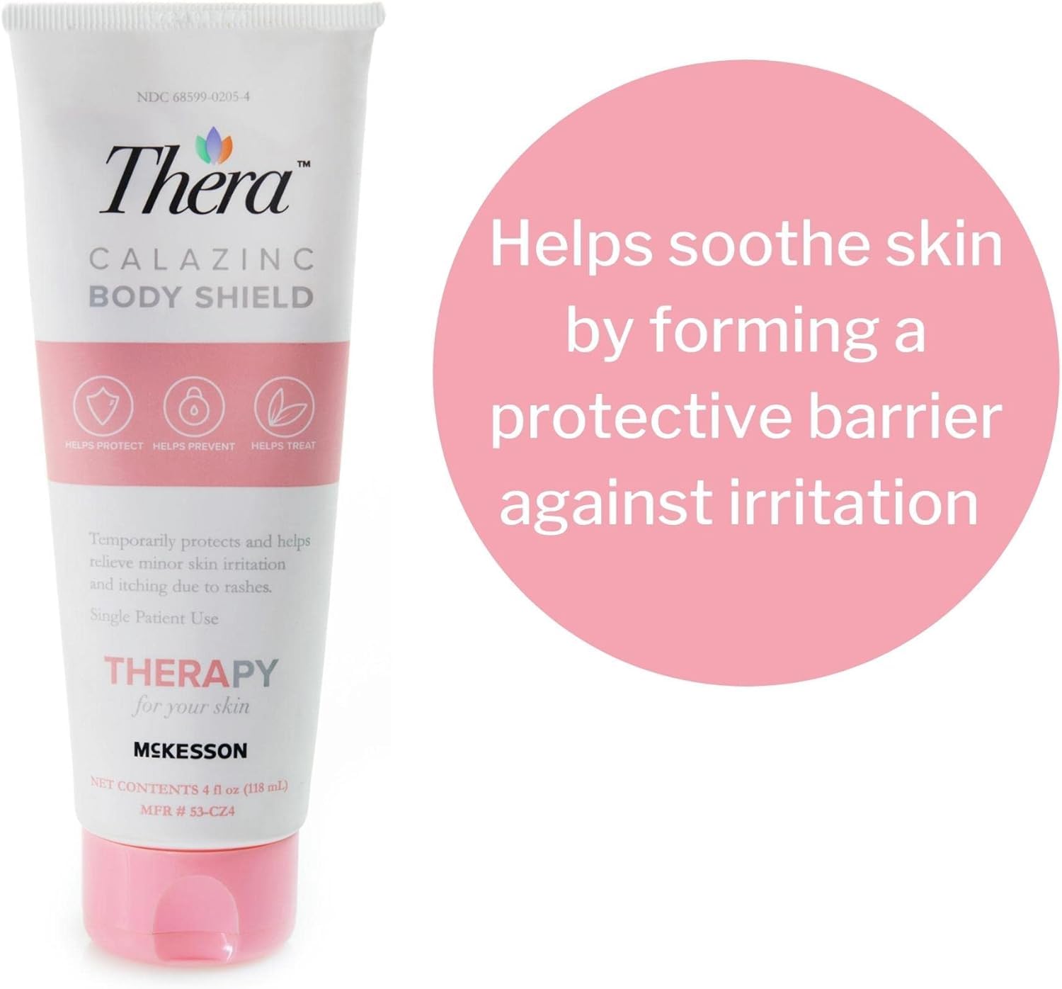 Thera Calazinc Body Shield, zone d'application sur peau sensible.