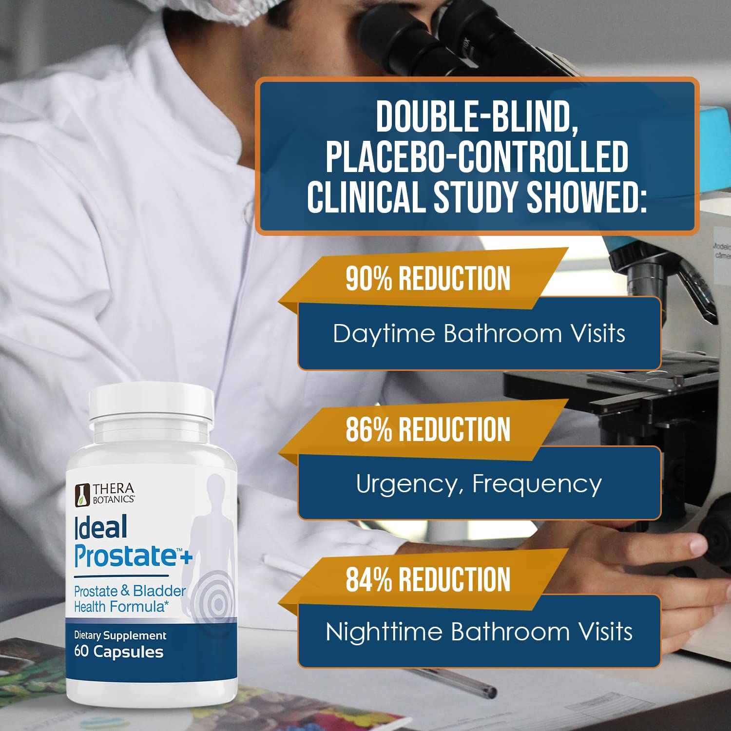 Therabotanics Prostate Plus – étiquette claire avec ingrédients clés pour le soutien urinaire.