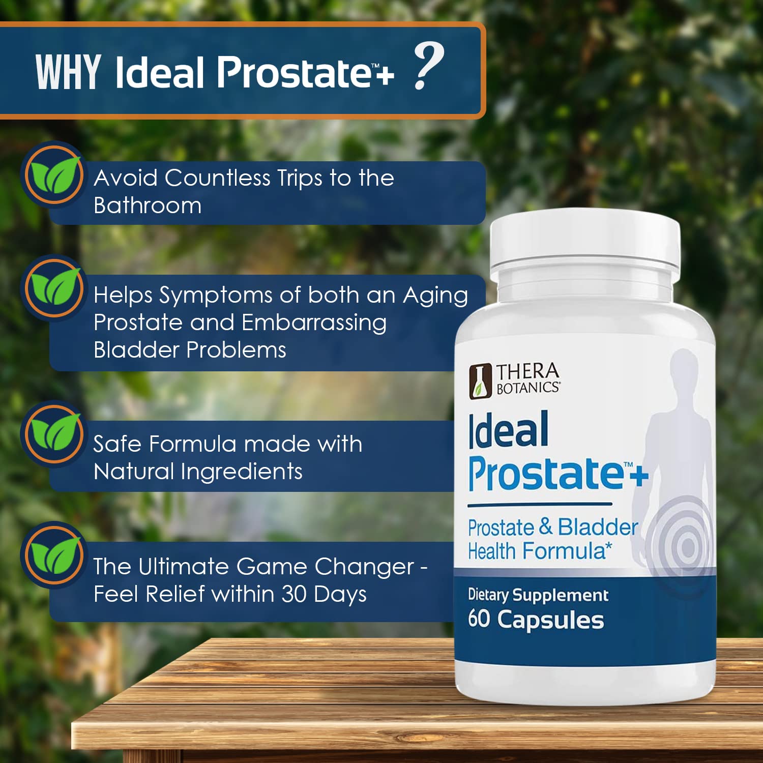 Therabotanics Prostate Plus – ingrédients à base d'herbes et vitamines essentielles.