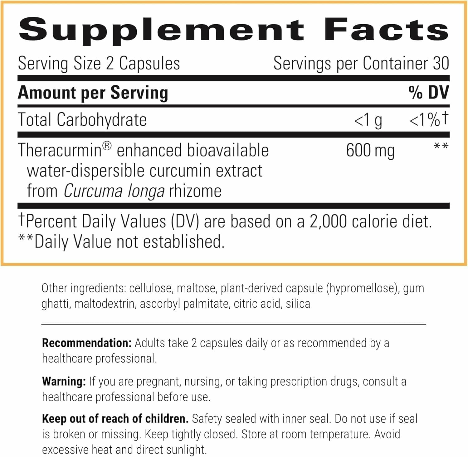 Theracurmin HP capsules: vue rapprochée des capsules pour l’utilisation quotidienne.