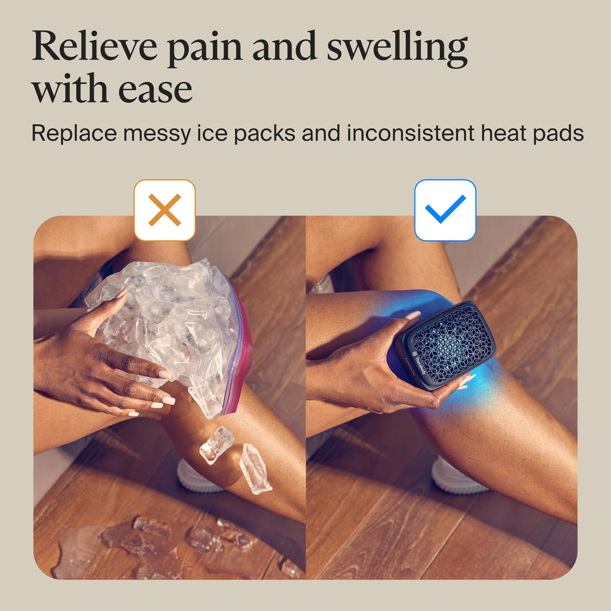 TheraGun RecoveryTherm Cube avec sangles ajustables.