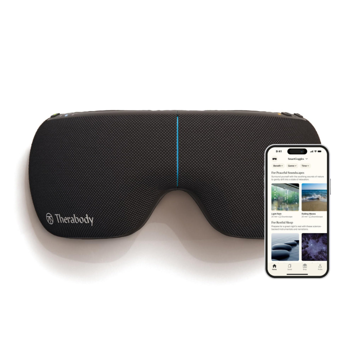 TheraGun SmartGoggles masque yeux chauffant, soulage la fatigue oculaire et favorise la détente.