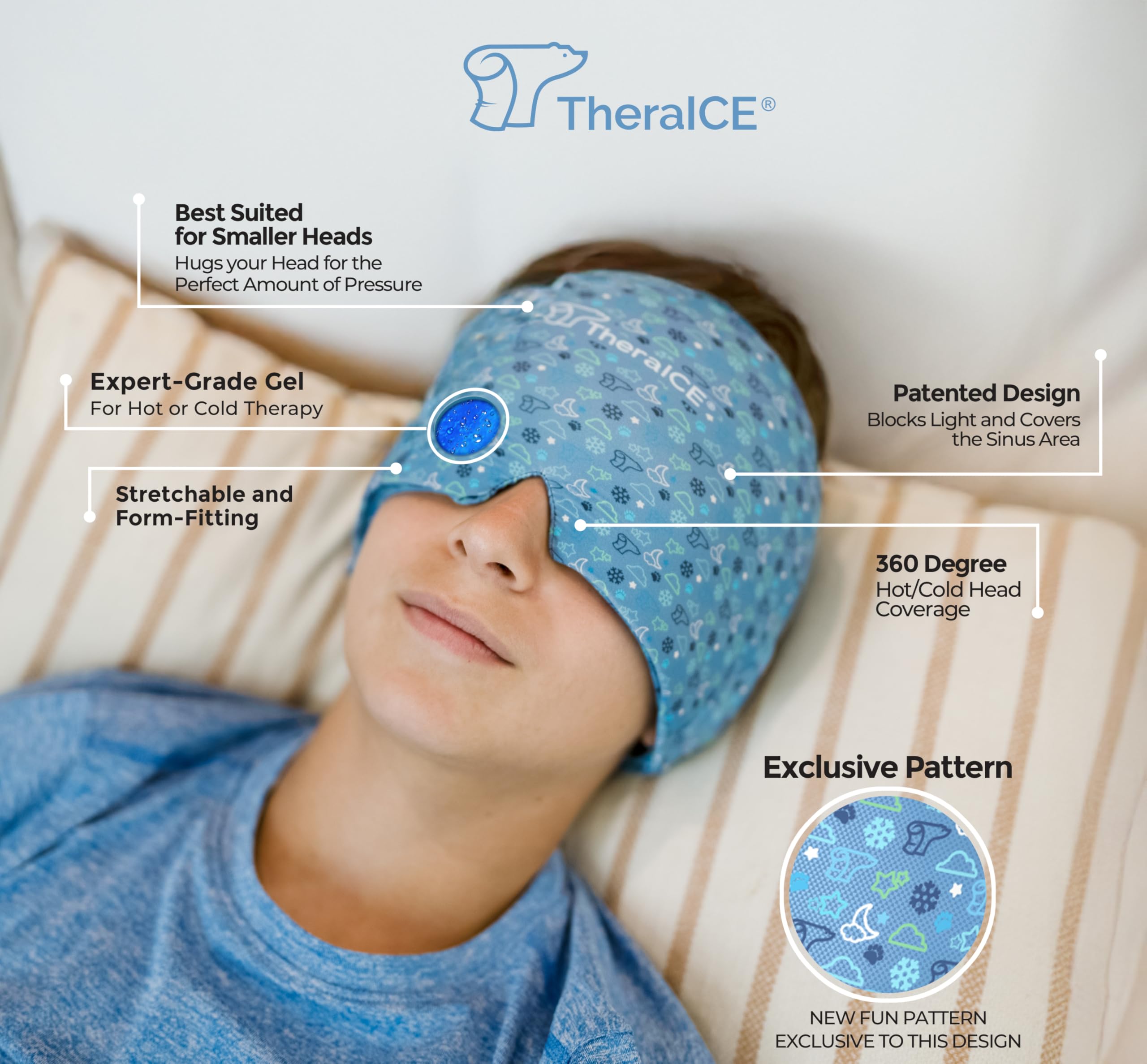 TheraICE cap gel froid tete, refroidissement rapide pour les tempêtes de migraine.