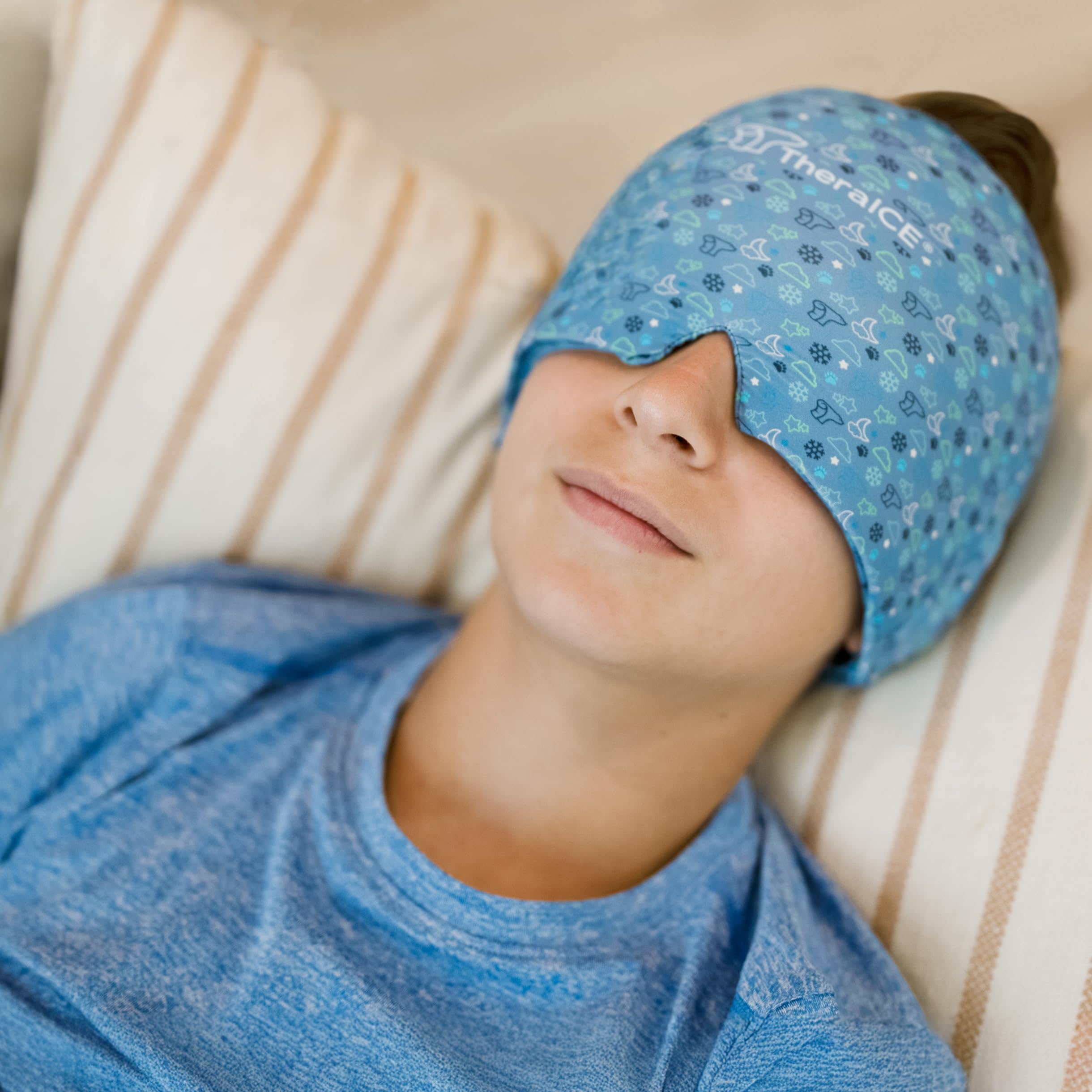 TheraICE cap migraine doux, confort sûr pour visage et front.