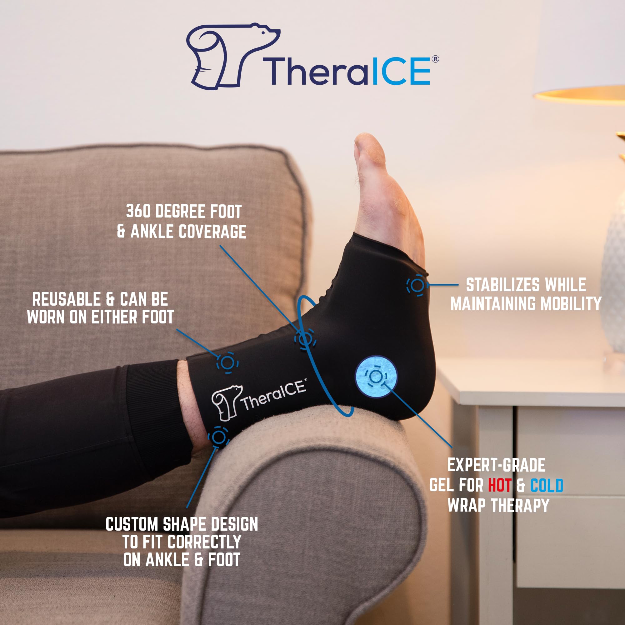 TheraICE compresse-pied gel: soulagement ciblé pour gonflement et fatigue