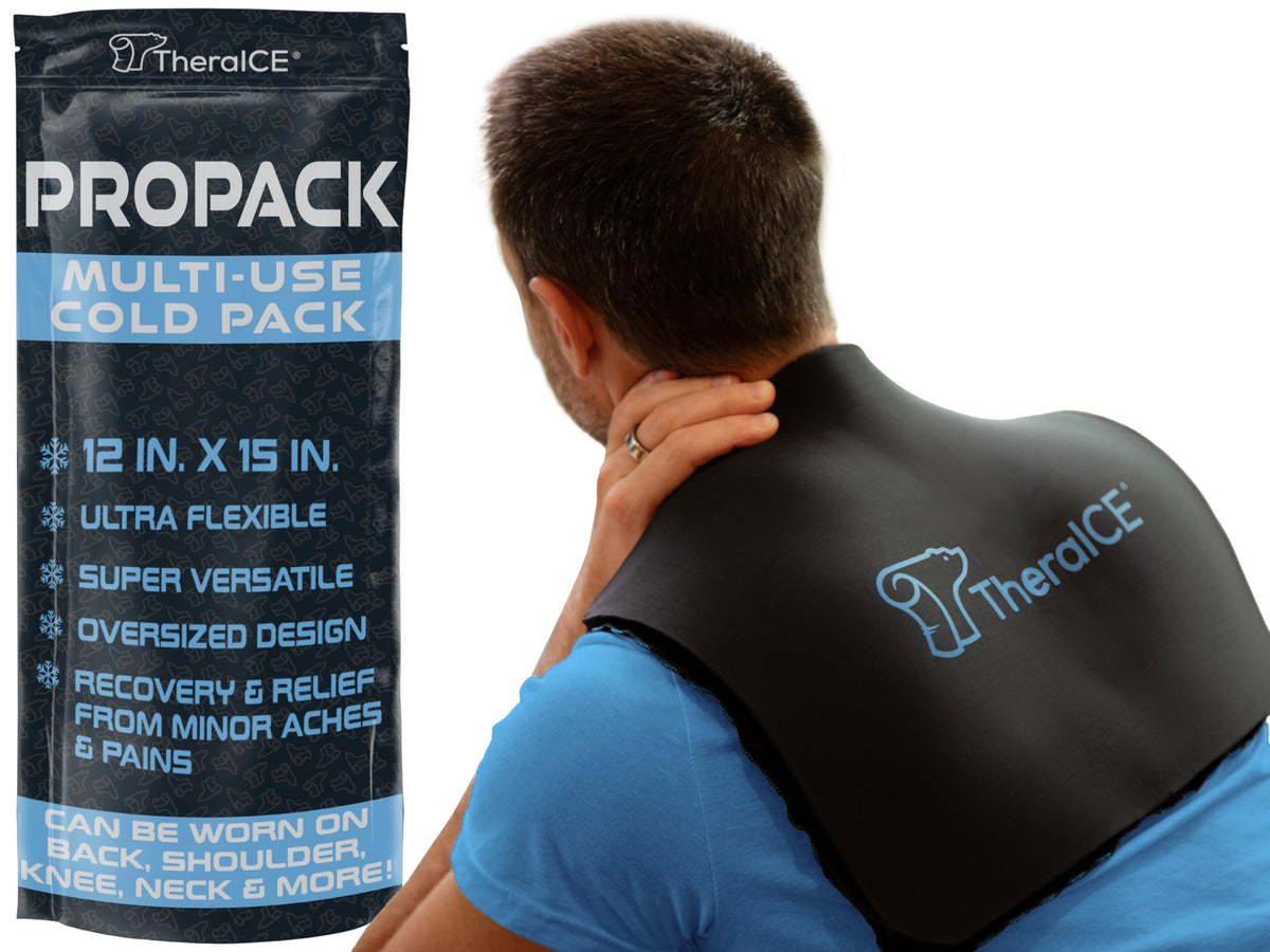 TheraICE PROpack sur le dos pour un confort ciblé et polyvalent.