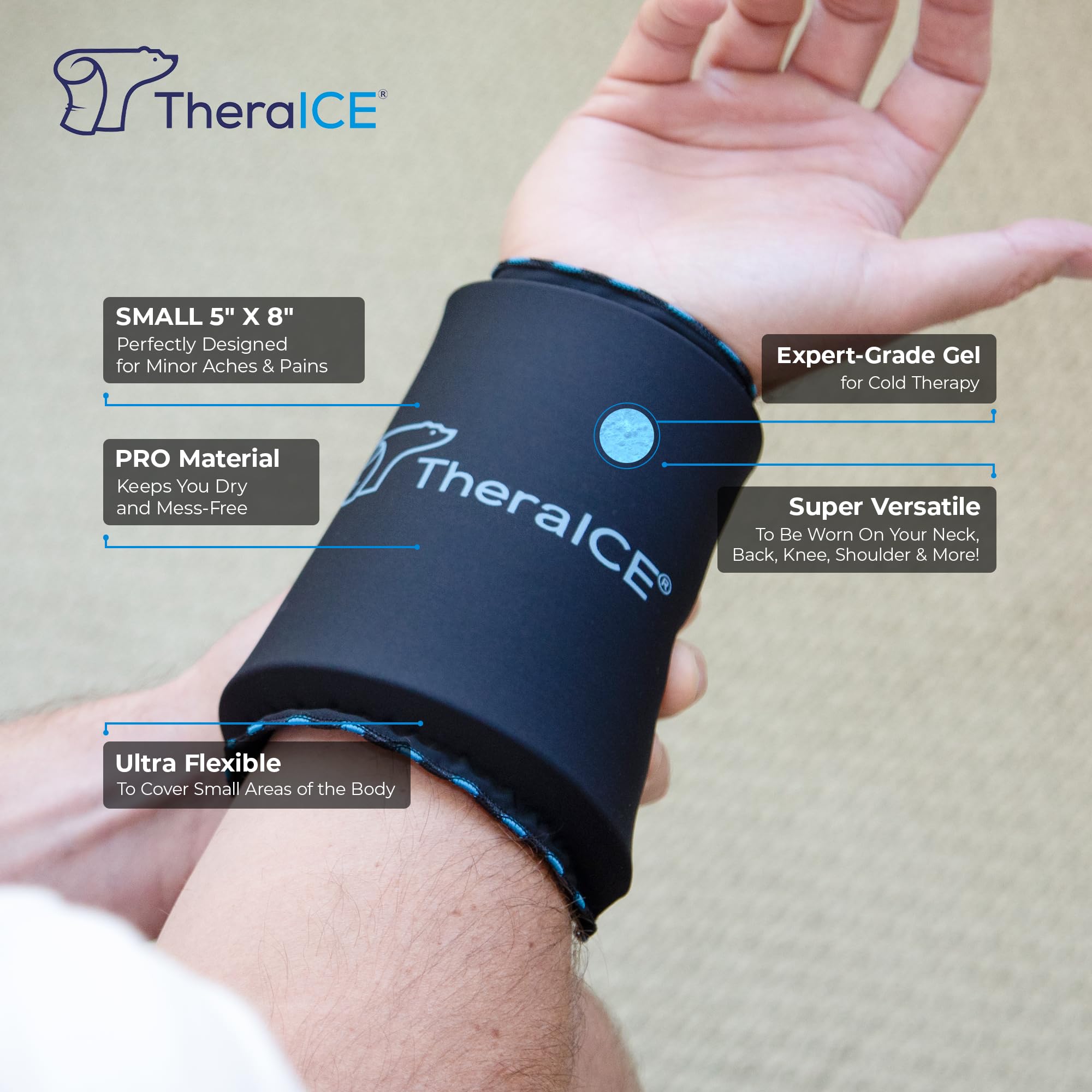 TheraICE PROpack, forme flexible, s’adapte à vos zones douloureuses pour un usage confortable.
