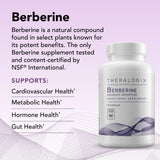 Étiquette Theralogix Berberine affichant pureté et tests NSF vérifiés.