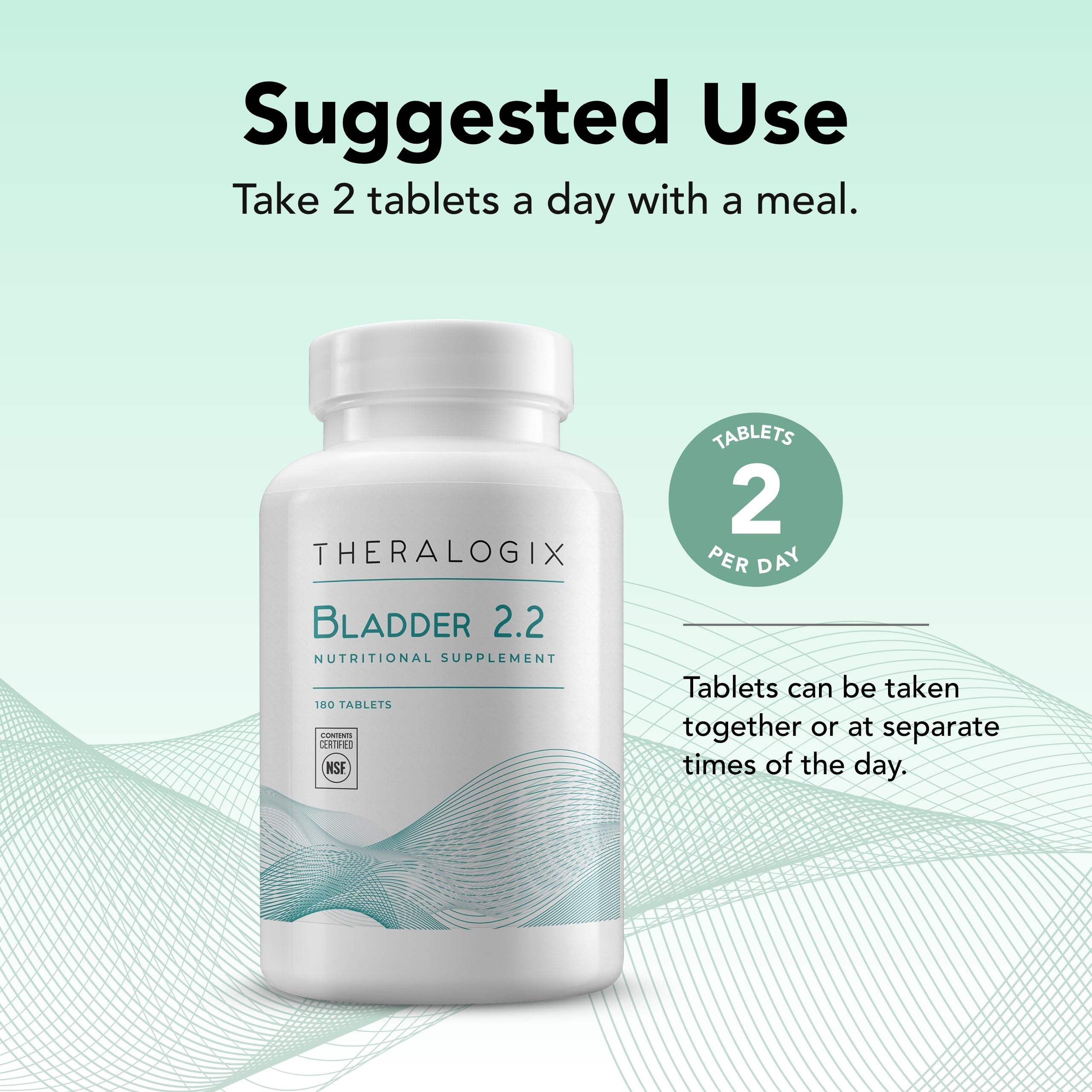 Flacon Theralogix Bladder 2.2 prêt pour une supplémentation quotidienne.