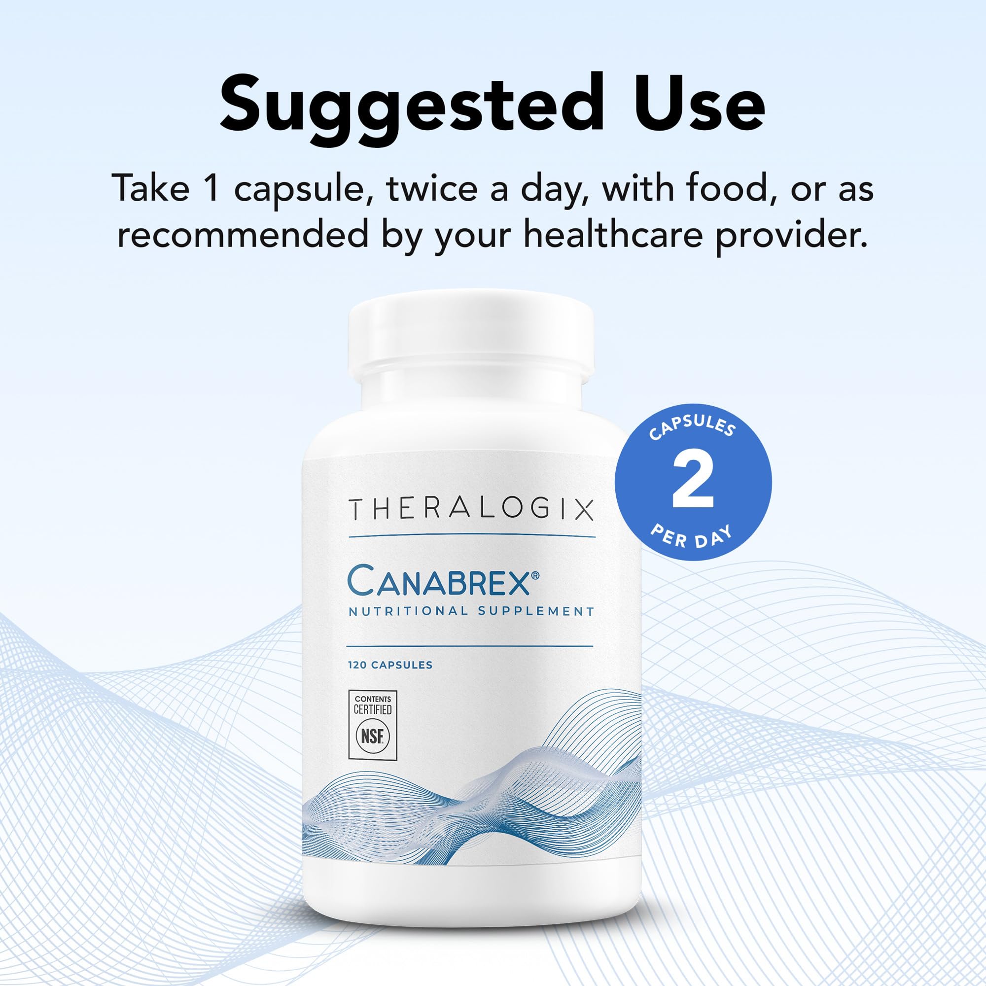 Étiquette NSF certifiée sur Theralogix Canabrex, gage de pureté et de qualité