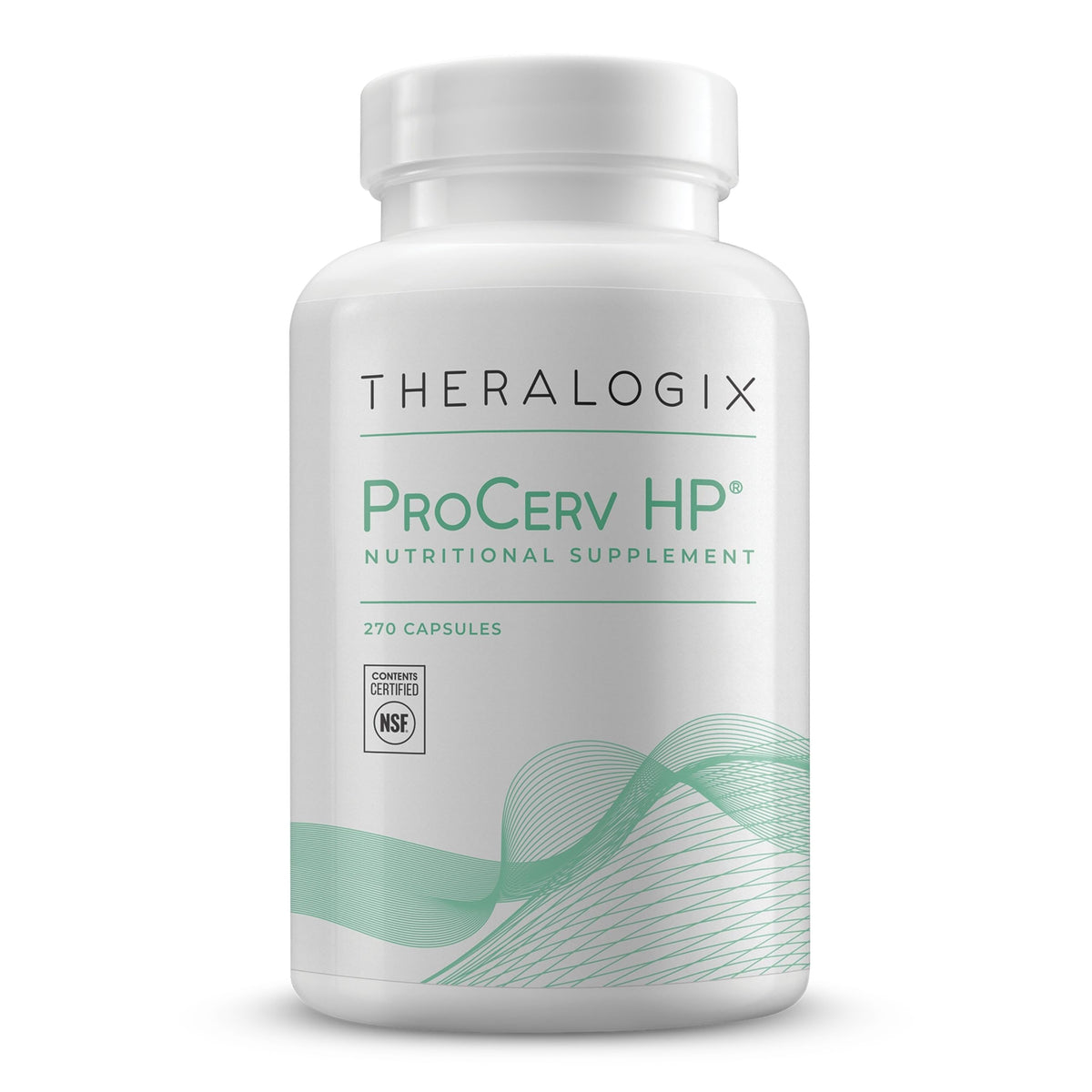 Bouteille Theralogix ProCerv HP montrant des capsules pour le soutien immunitaire potentiel.