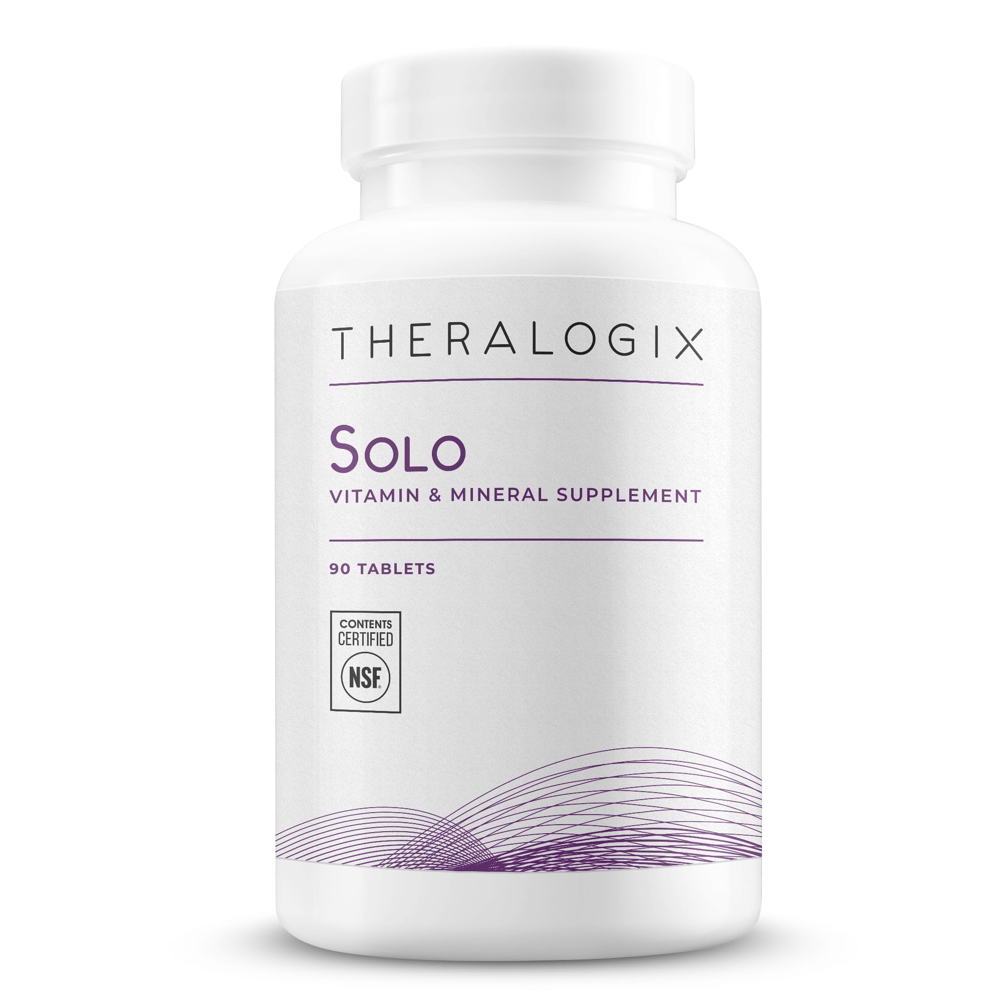 Theralogix Solo multivitamine sans fer, bouteille prête pour soutenir énergie et immunité.