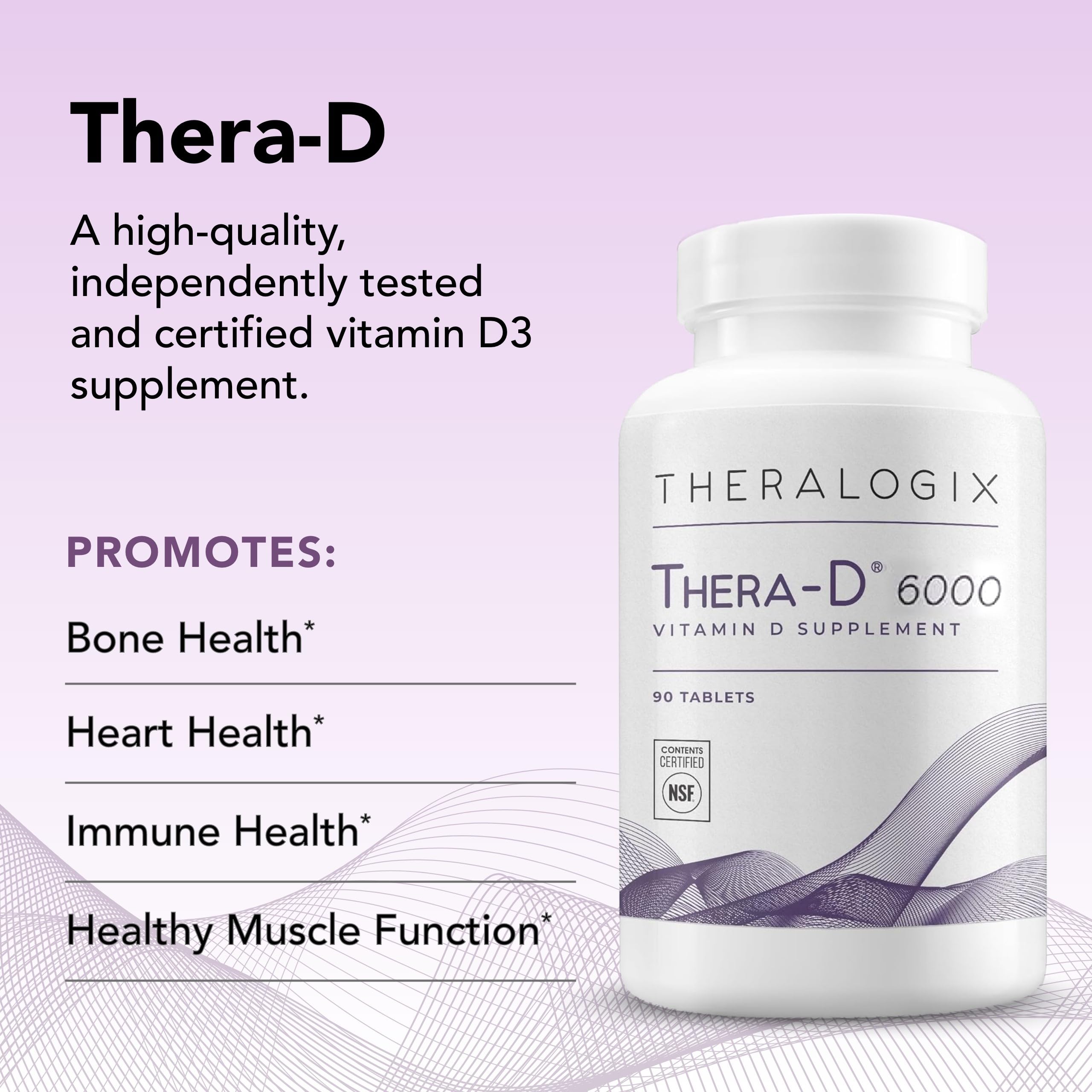 Theralogix Thera-D 6000: emballage clair avec dosage et ingrédients.