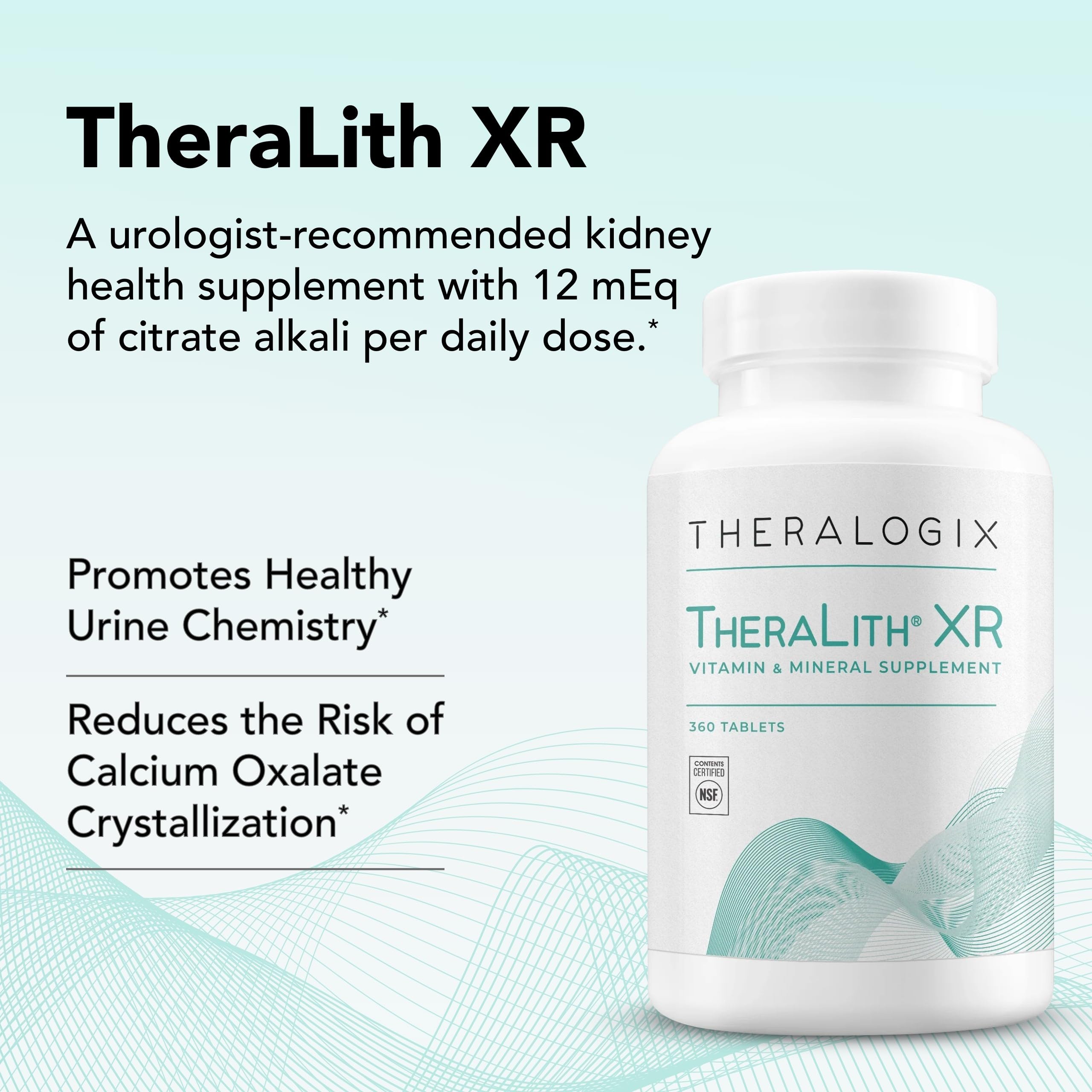 Theralogix TheraLith XR, emballage: certifié NSF et contrôle qualité.