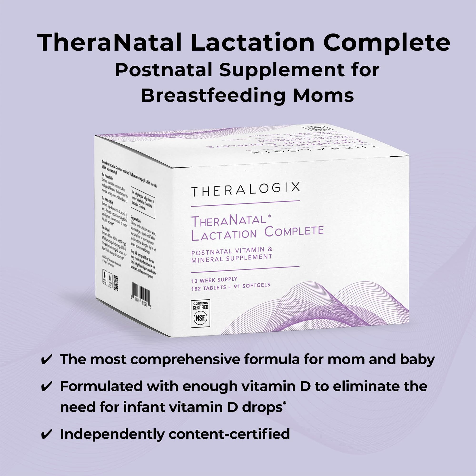 Theralogix TheraNatal – bouteille de gélules molles, prise quotidienne aisée pendant l’allaitement.