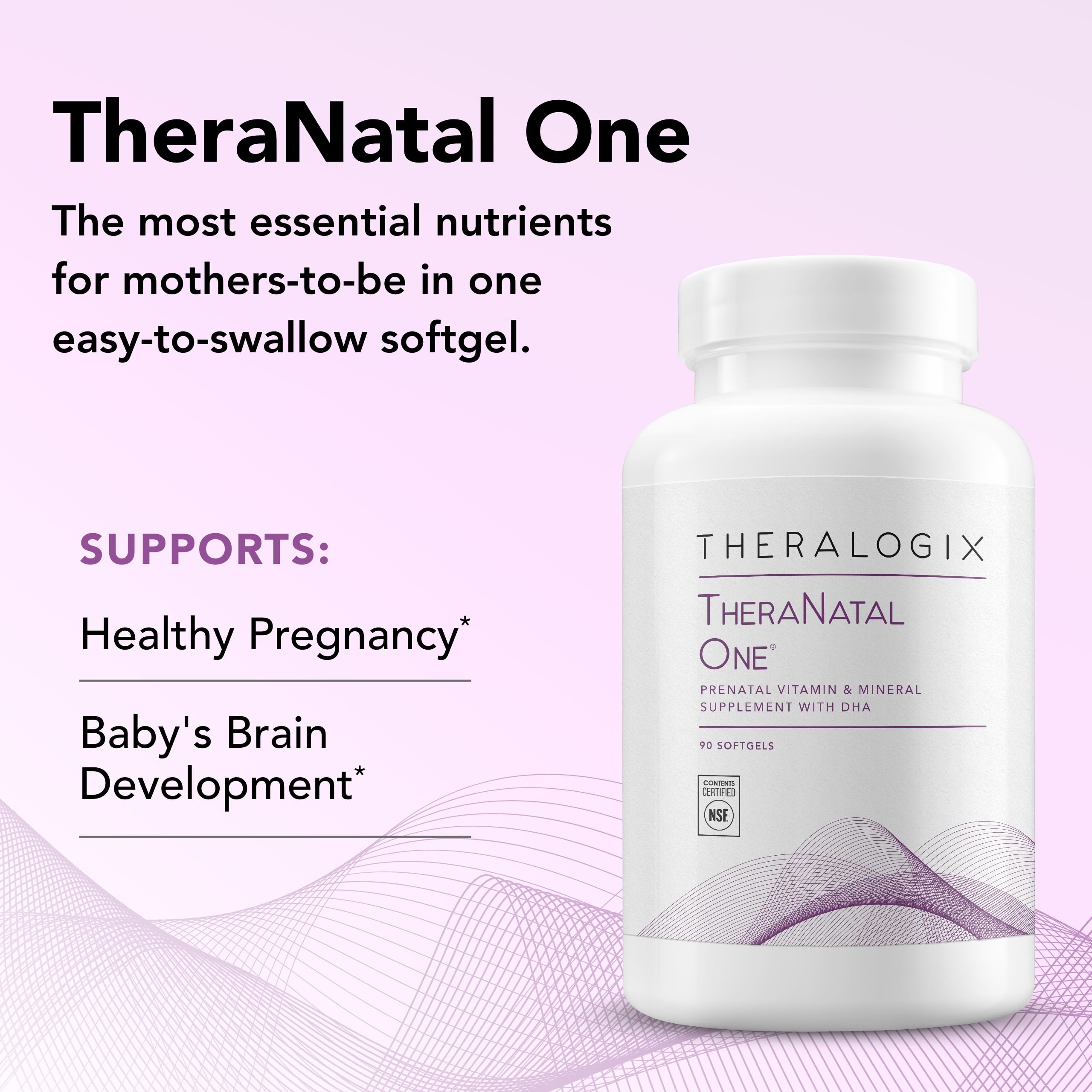 Theralogix TheraNatal One, emballage de 90 gélules pour une routine pratique.