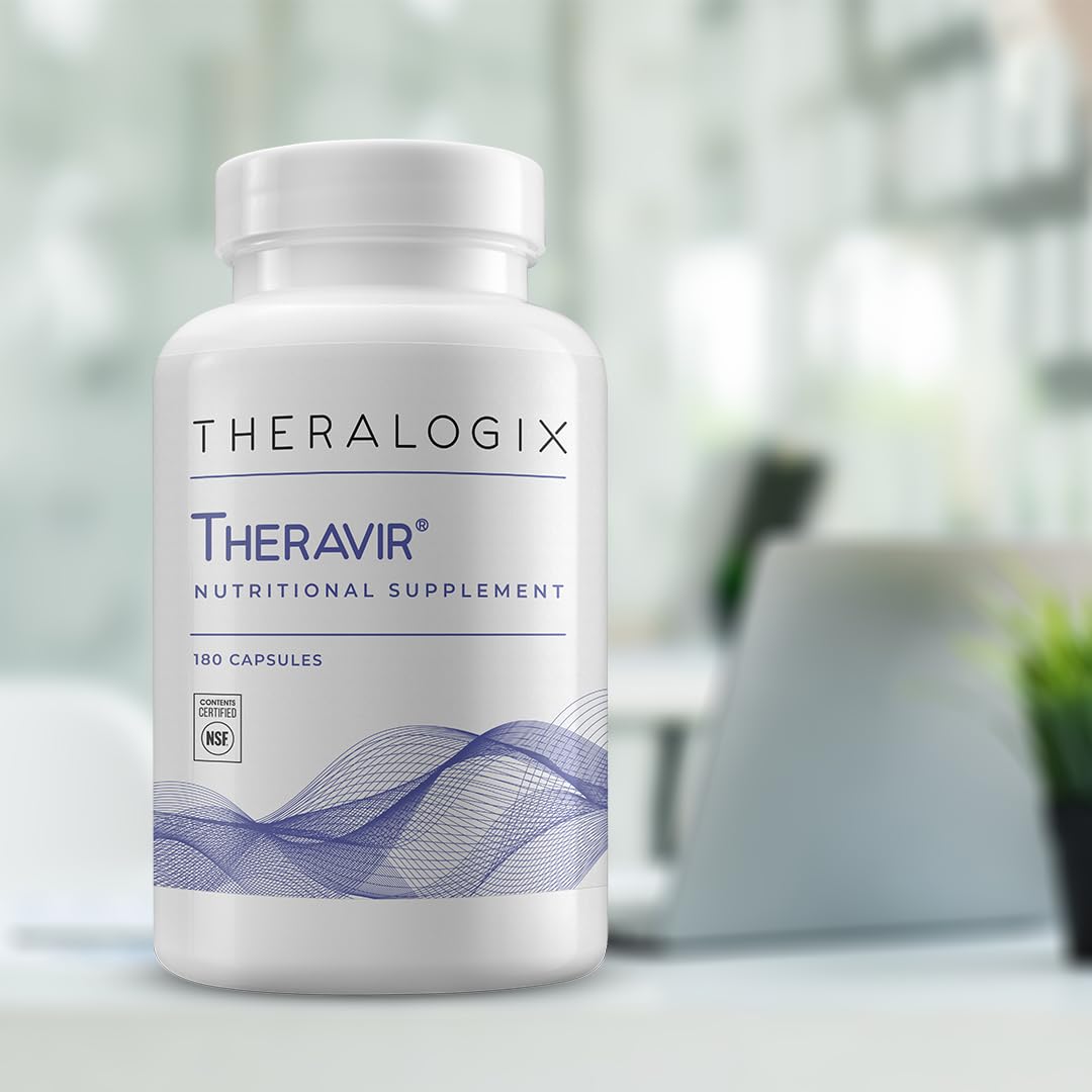 Theralogix Theravir – vitamine C et zinc visibles dans la formule, utilisations potentielles.