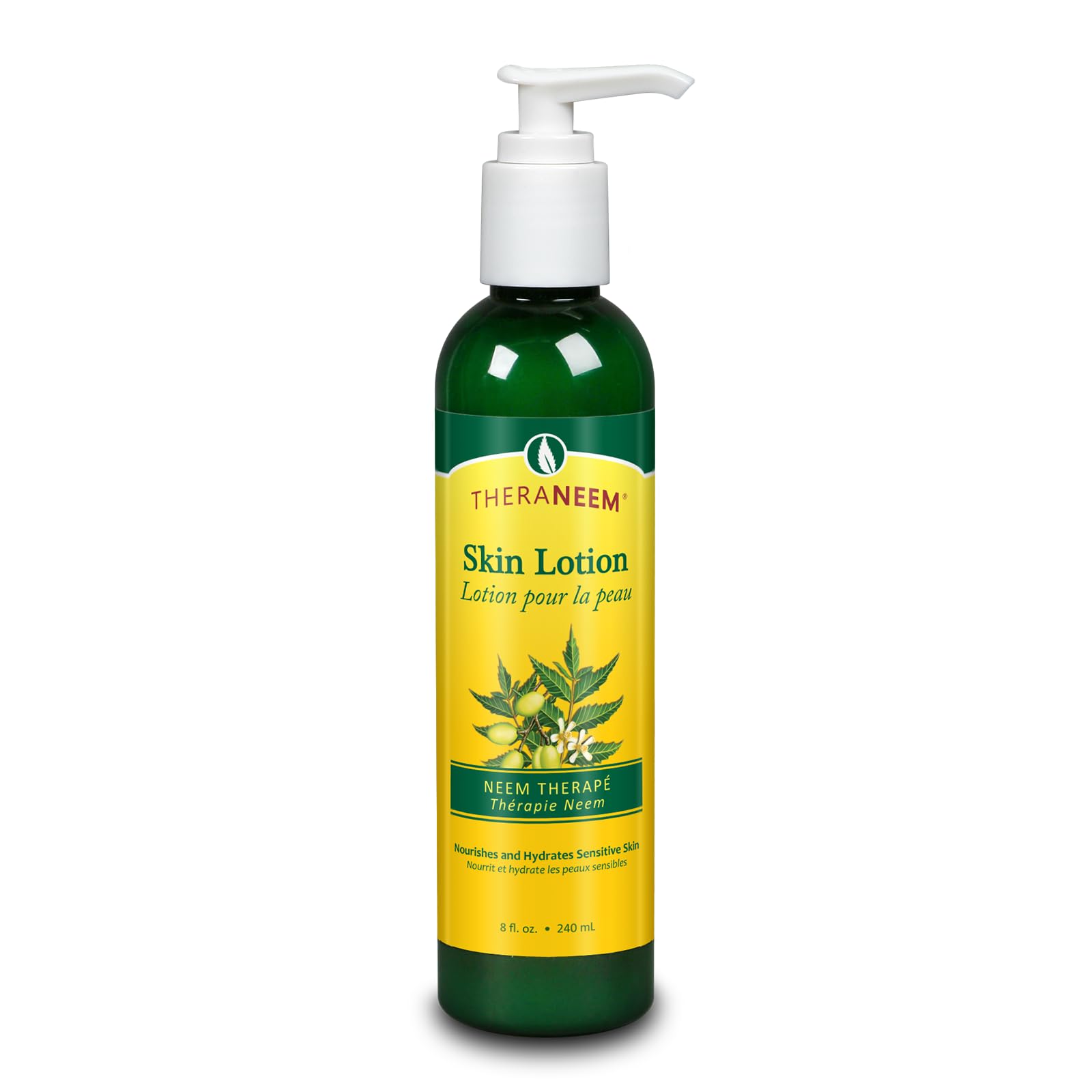 TheraNeem Therapé: flacon de lotion neem, hydratation douce pour peaux sèches.