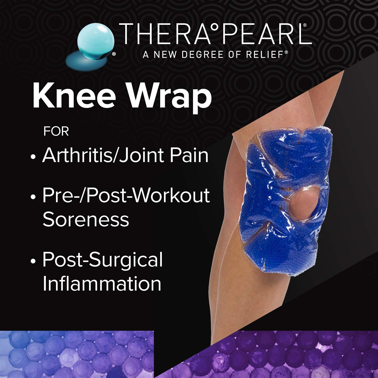 TheraPearl fixation confortable pour genou, maintien en place pendant une séance sportive