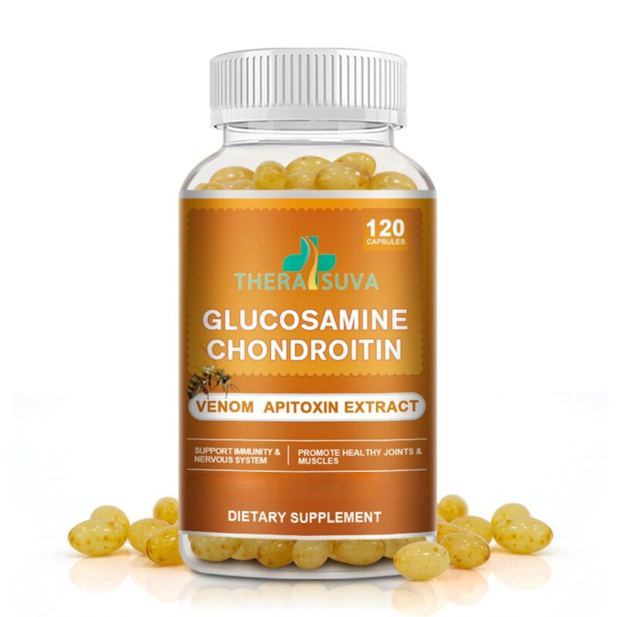 TheraSuva bouteille glucosamine-chondroïtine pour le soutien articulaire quotidien.