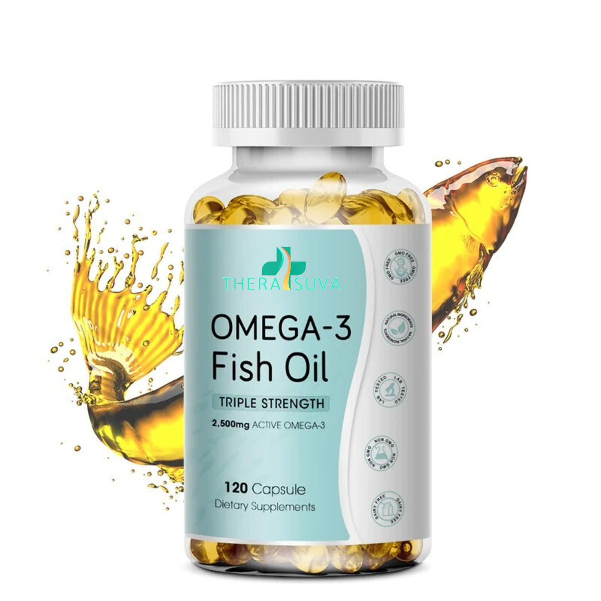 TheraSuva Omega-3 triple force bouteille: soutien potentiel du cœur et des articulations.