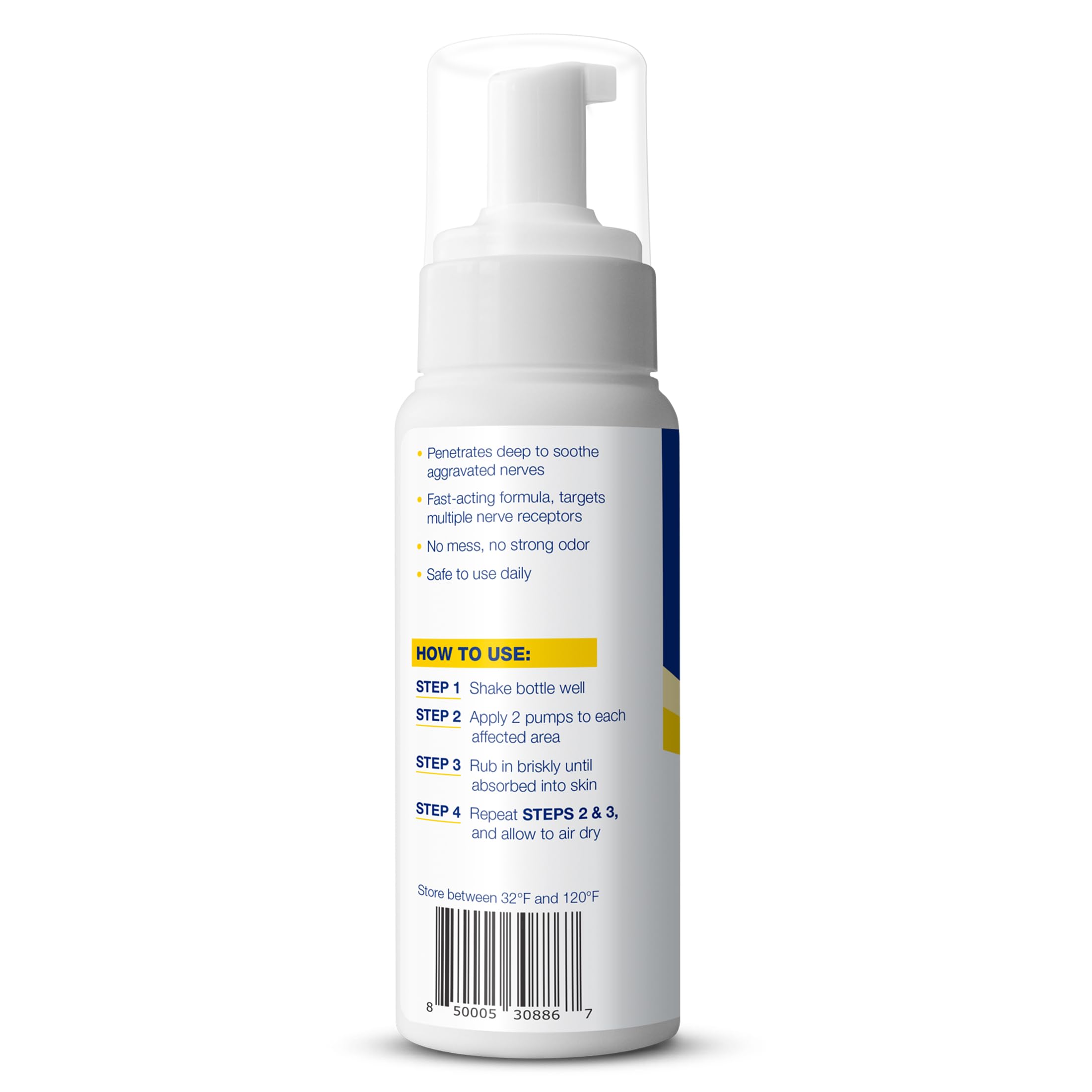 Theraworx Foam texture mousse : texture légère qui s’étale facilement sur la peau.