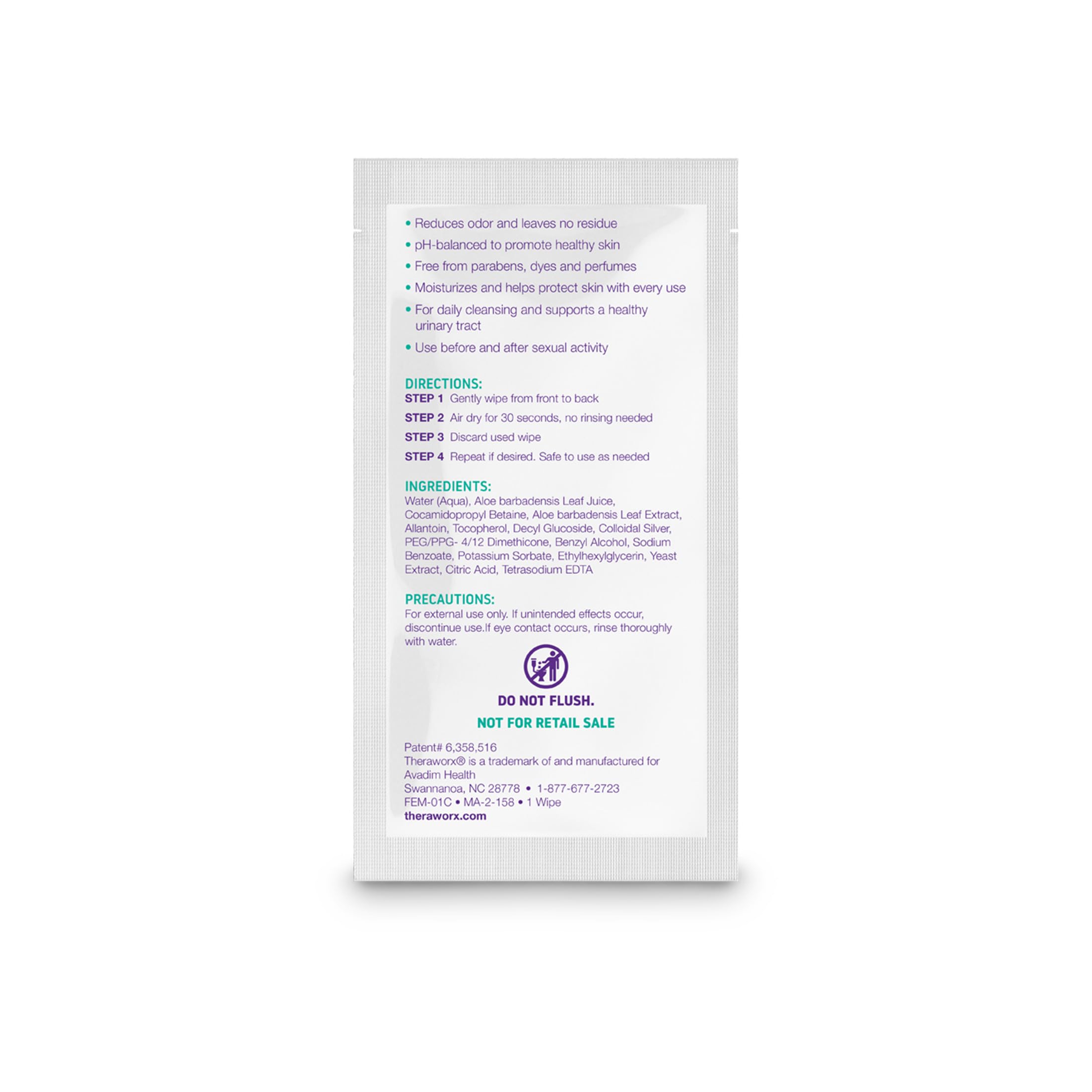 Theraworx Harmony lingettes au pH équilibré respectant les zones sensibles.