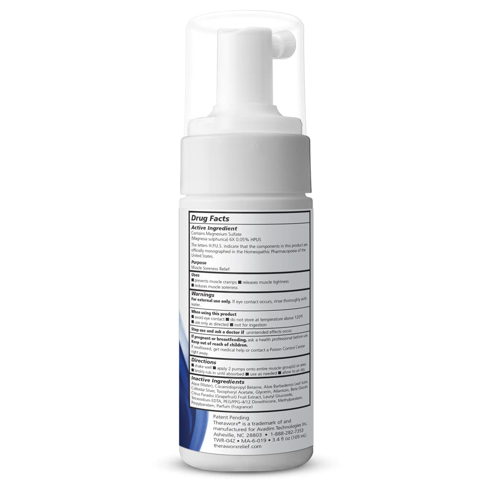 Mousse Theraworx Relief, soulage les crampes des jambes et pieds