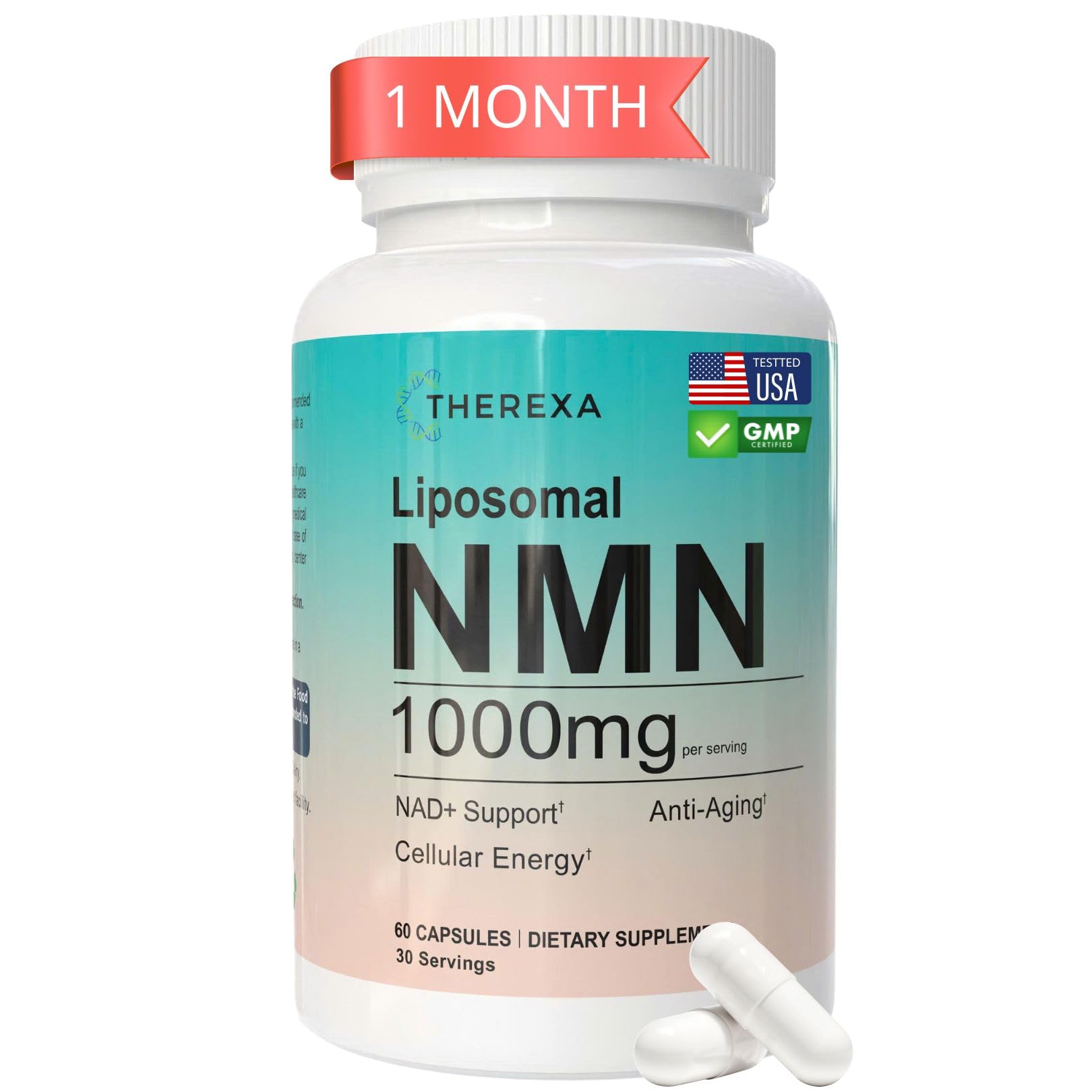 Therexa NMN 1000 mg – Bouteille: soutien potentiel à l'énergie au quotidien.