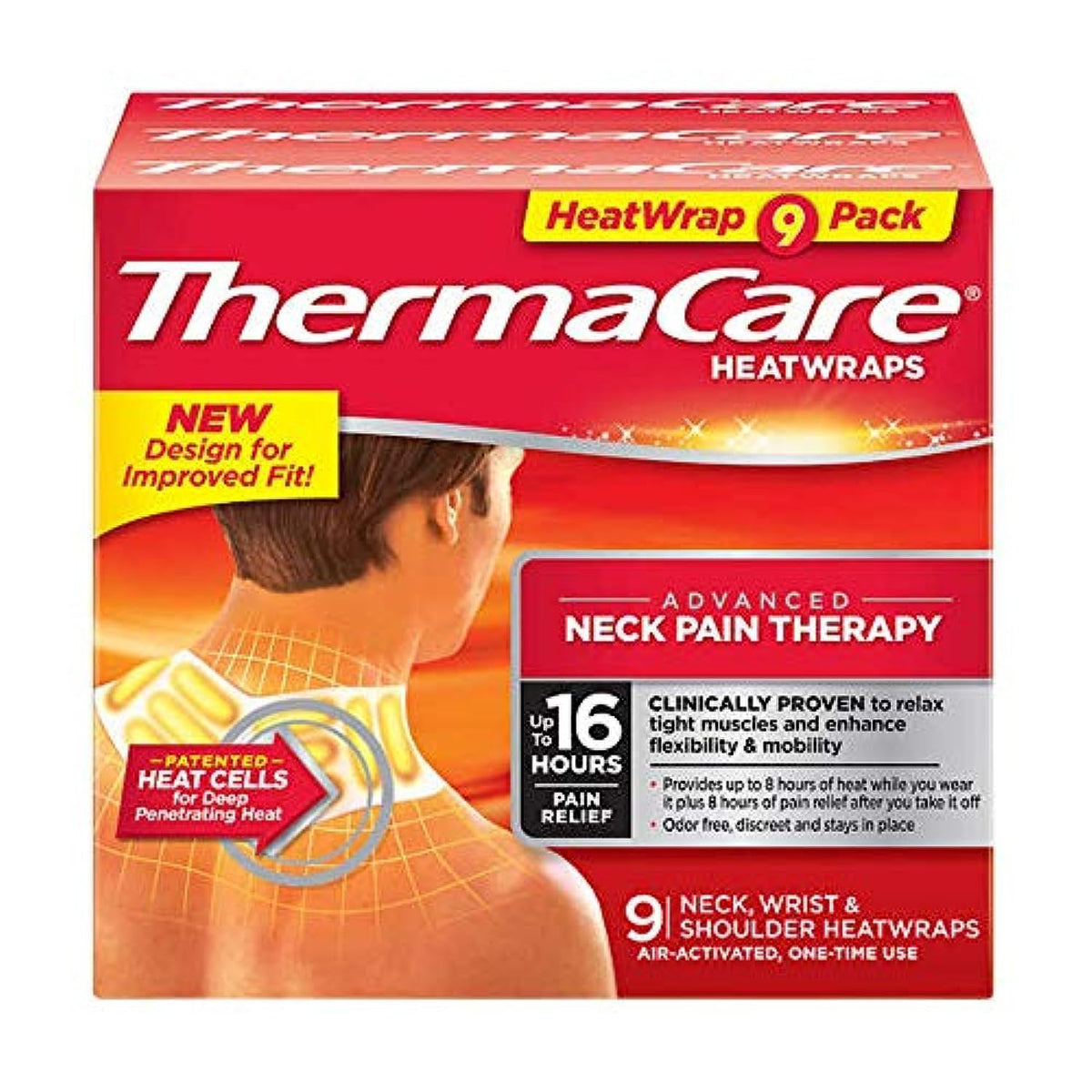 ThermaCare bande adhésive: chaleur ciblée pour le cou et les épaules, soulageant les tensions.
