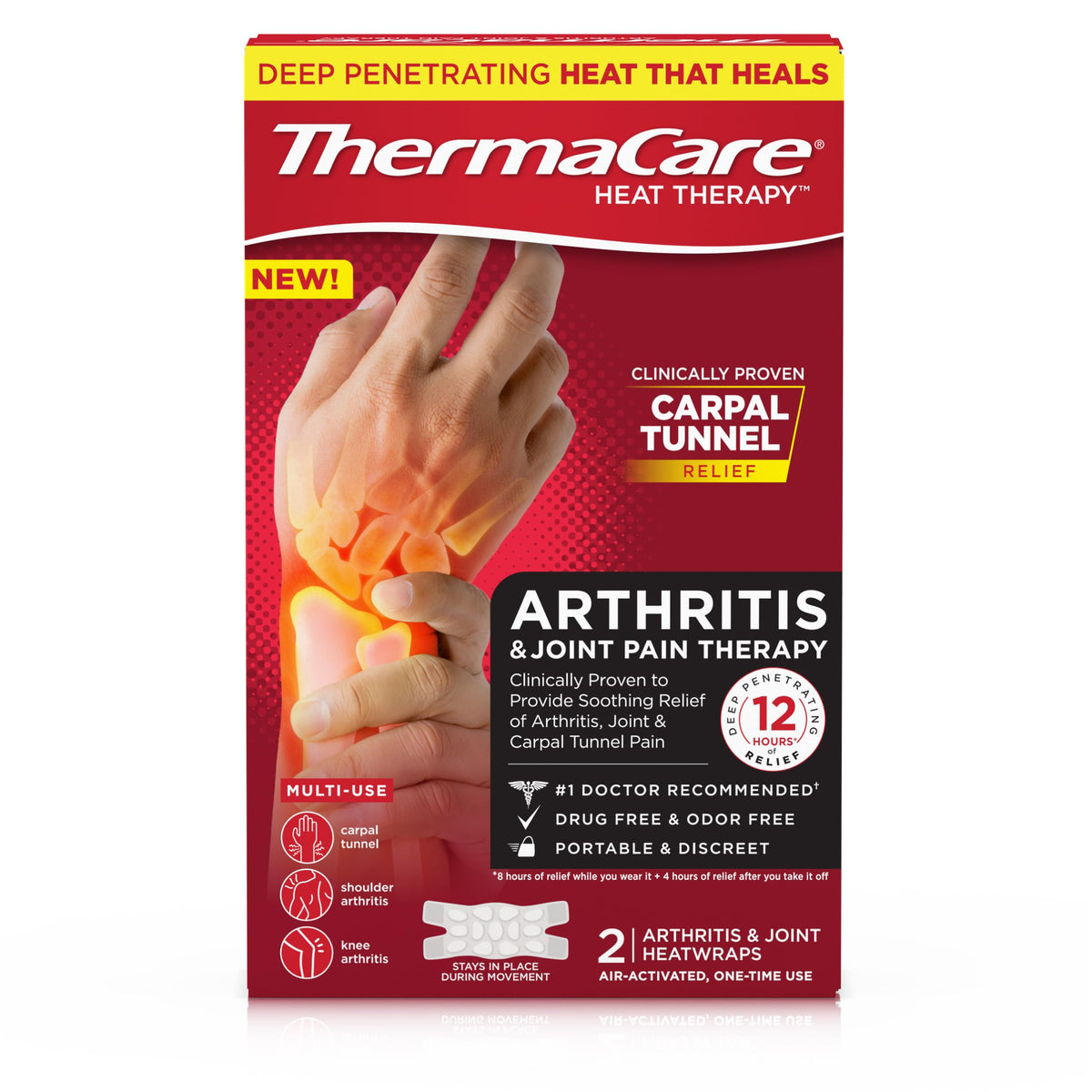 ThermaCare: bande thermique main pour soulagement ciblé et confort quotidien.