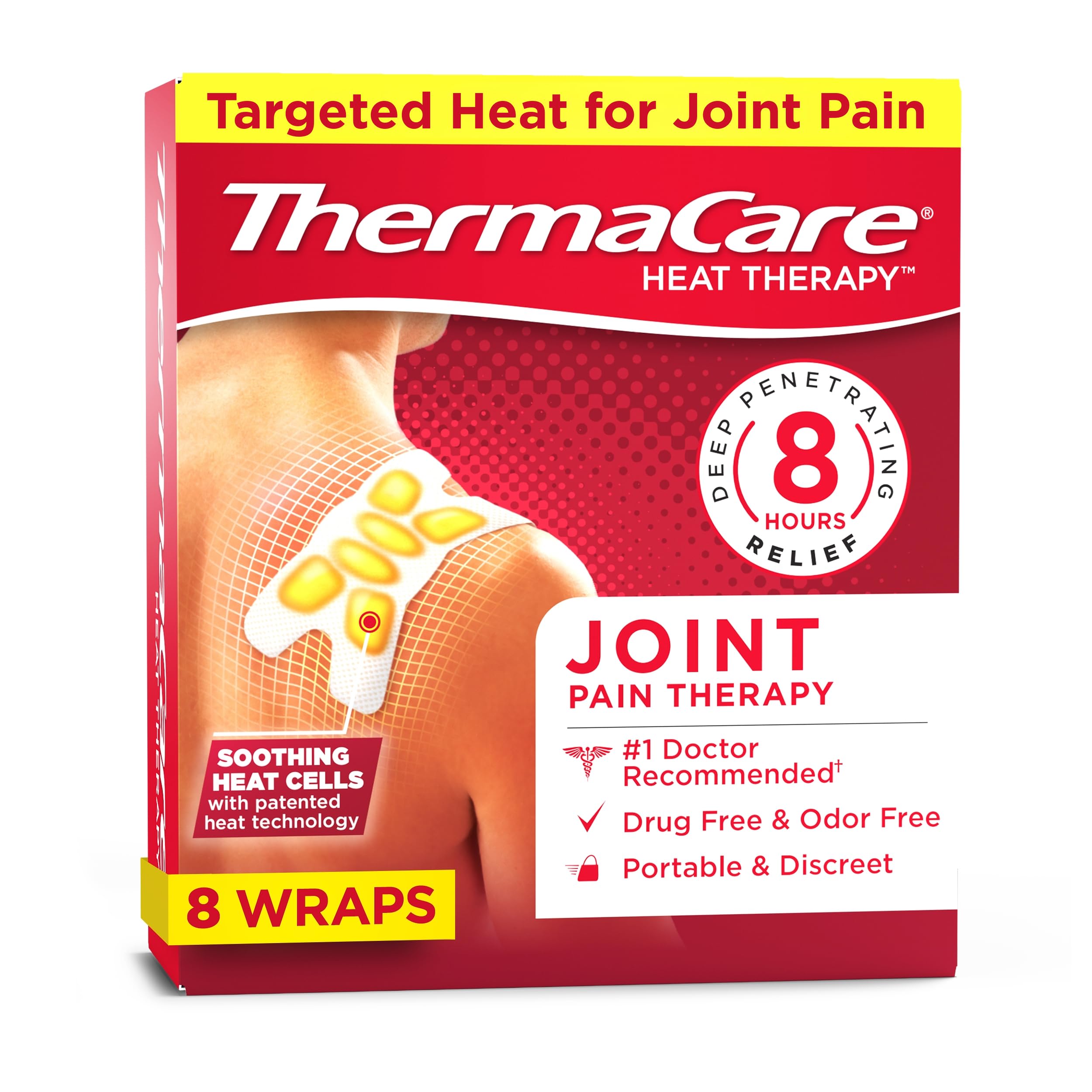 ThermaCare bandes adhésives jetables placées sur le poignet offrant une chaleur ciblée et pratique