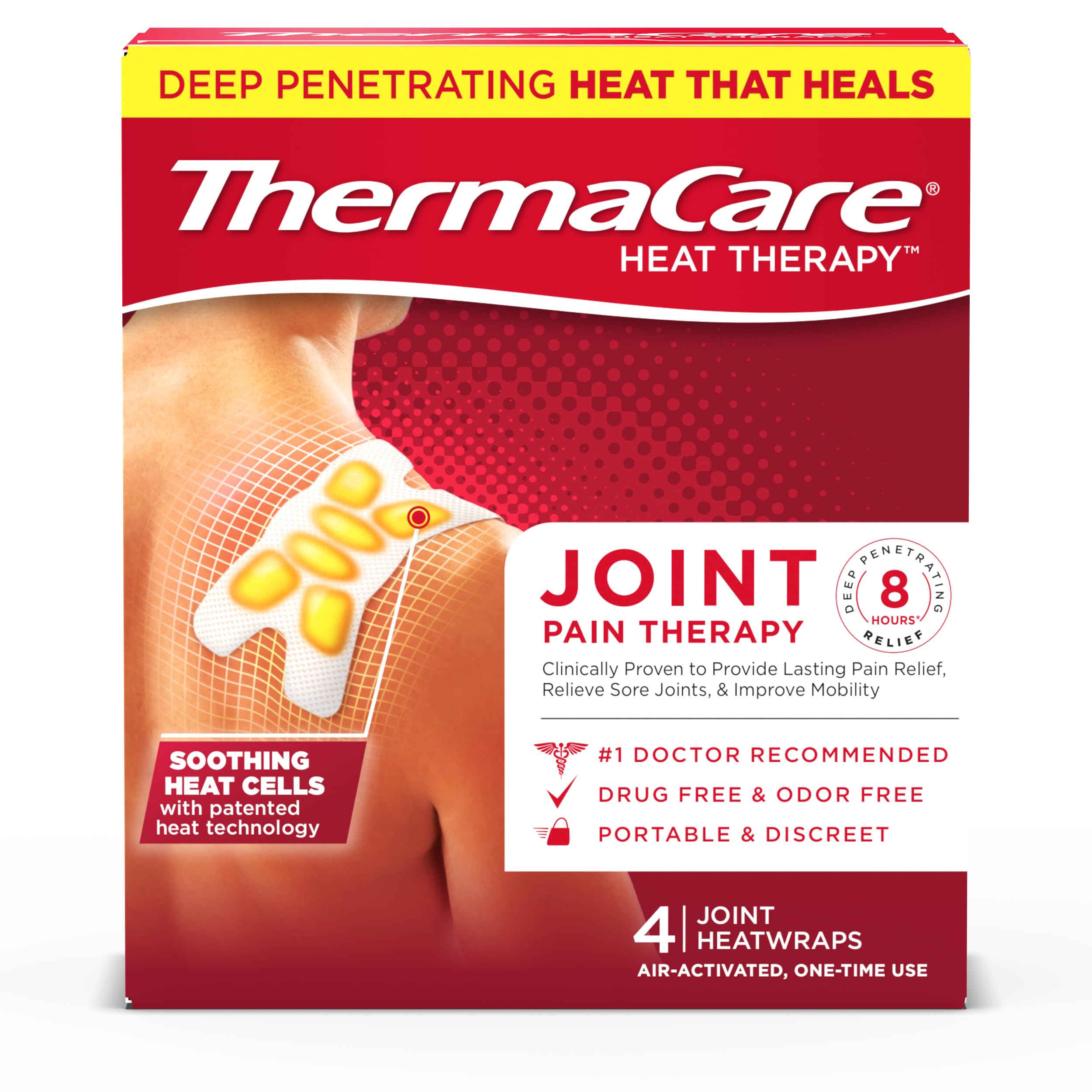 ThermaCare bandes chauffantes adhésives appliquées pour soulager articulation et muscle