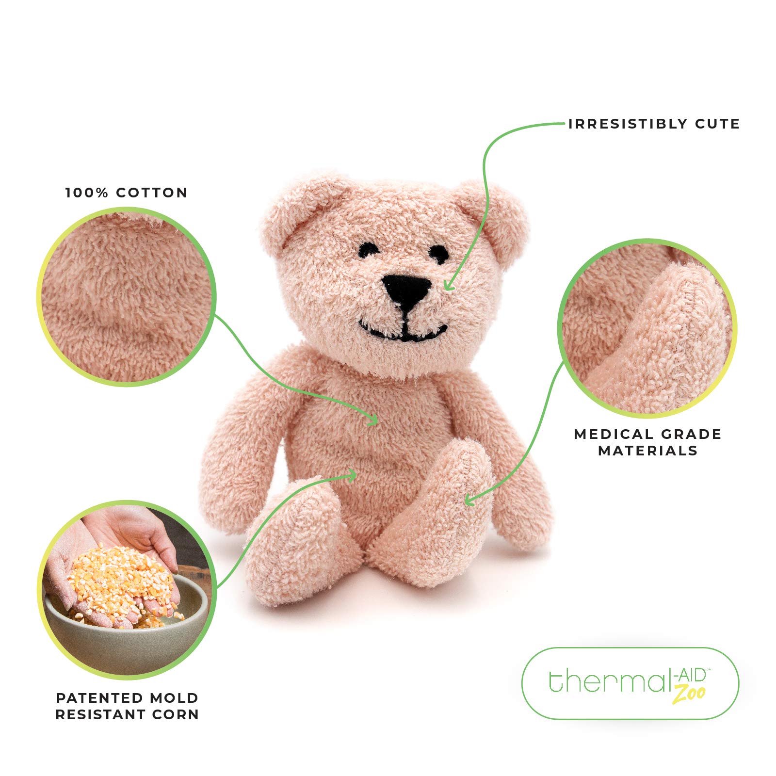 Thermal-Aid Zoo Mini Bella peluche-chaud, idéal pour réconfort après petite blessure