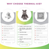Thermal-Aid Zoo Mini Happy The Hippo texture douce du peluche, contact réconfortant.