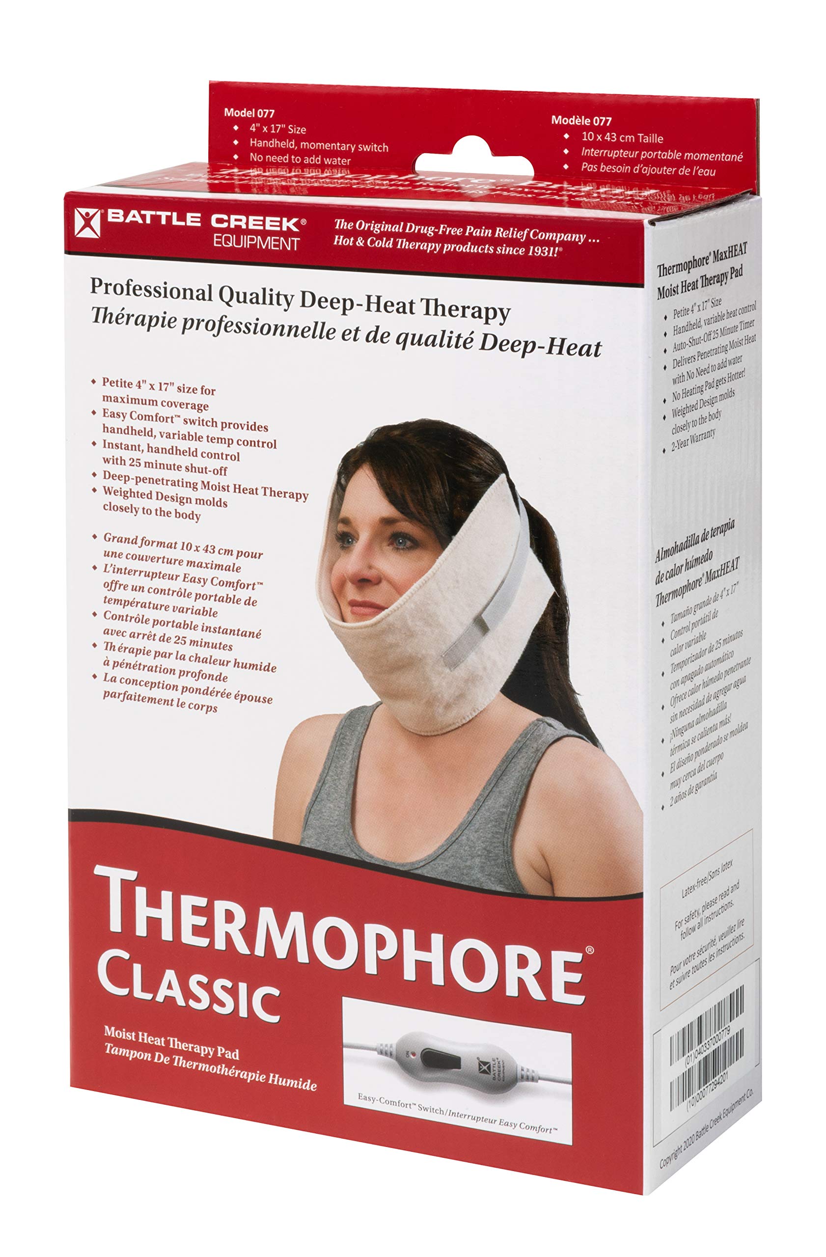 Thermophore Classic réglages haut/moyen/bas visibles pour un confort personnalisé.